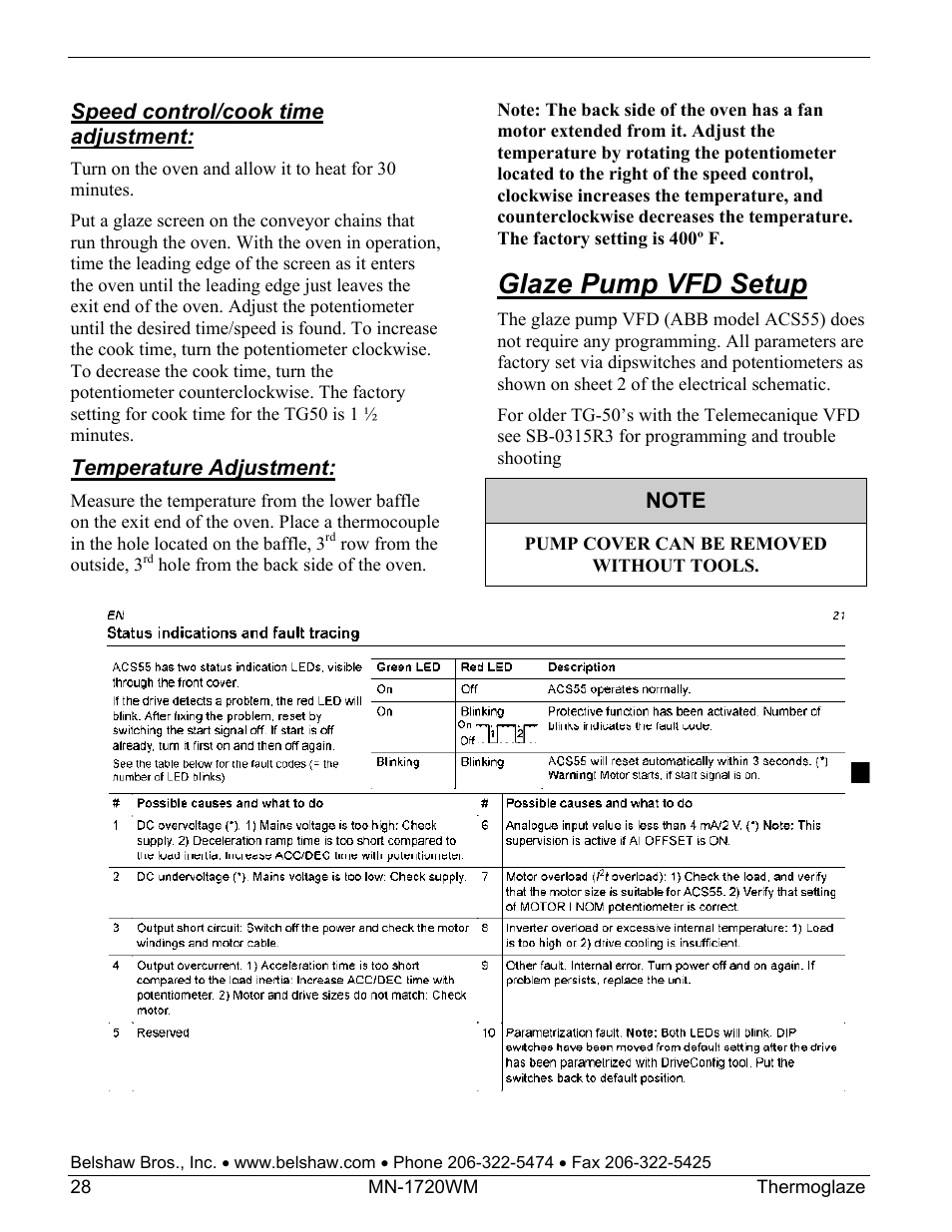 Glaze pump vfd setup | Belshaw Adamatic TG50 Thermoglaze User Manual | Page 34 / 39