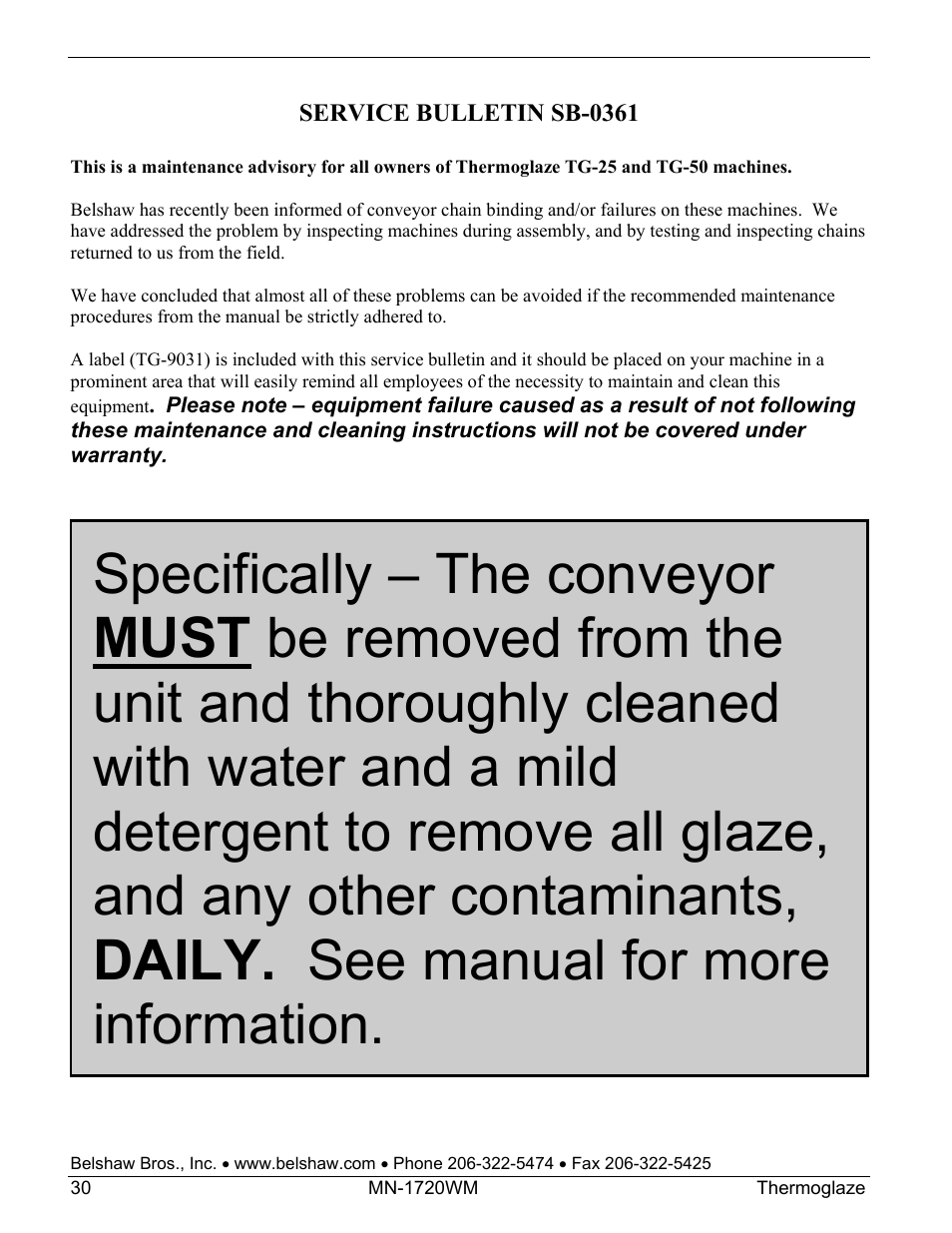 Belshaw Adamatic TG50 Thermoglaze User Manual | Page 36 / 39