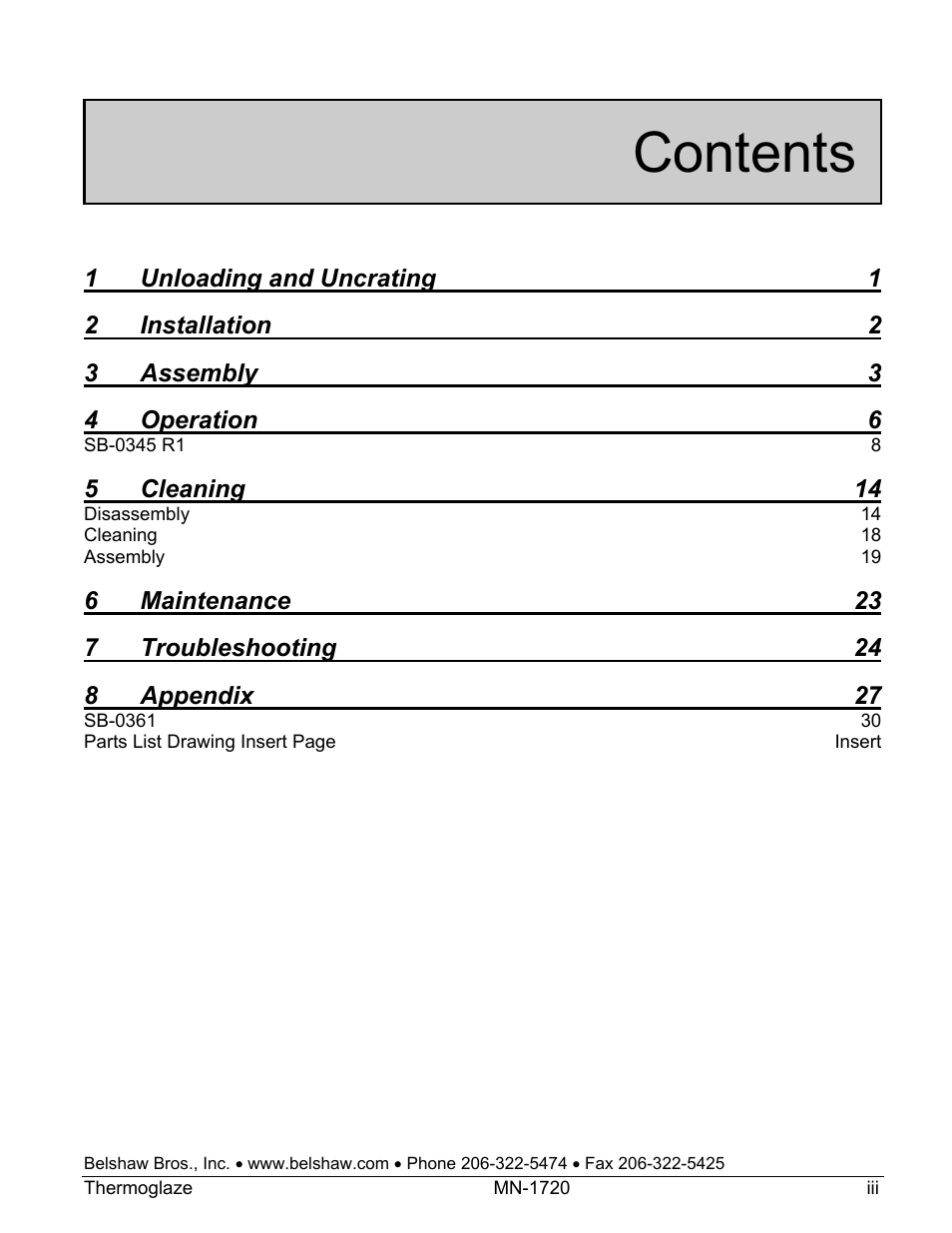 Belshaw Adamatic TG50 Thermoglaze User Manual | Page 5 / 39