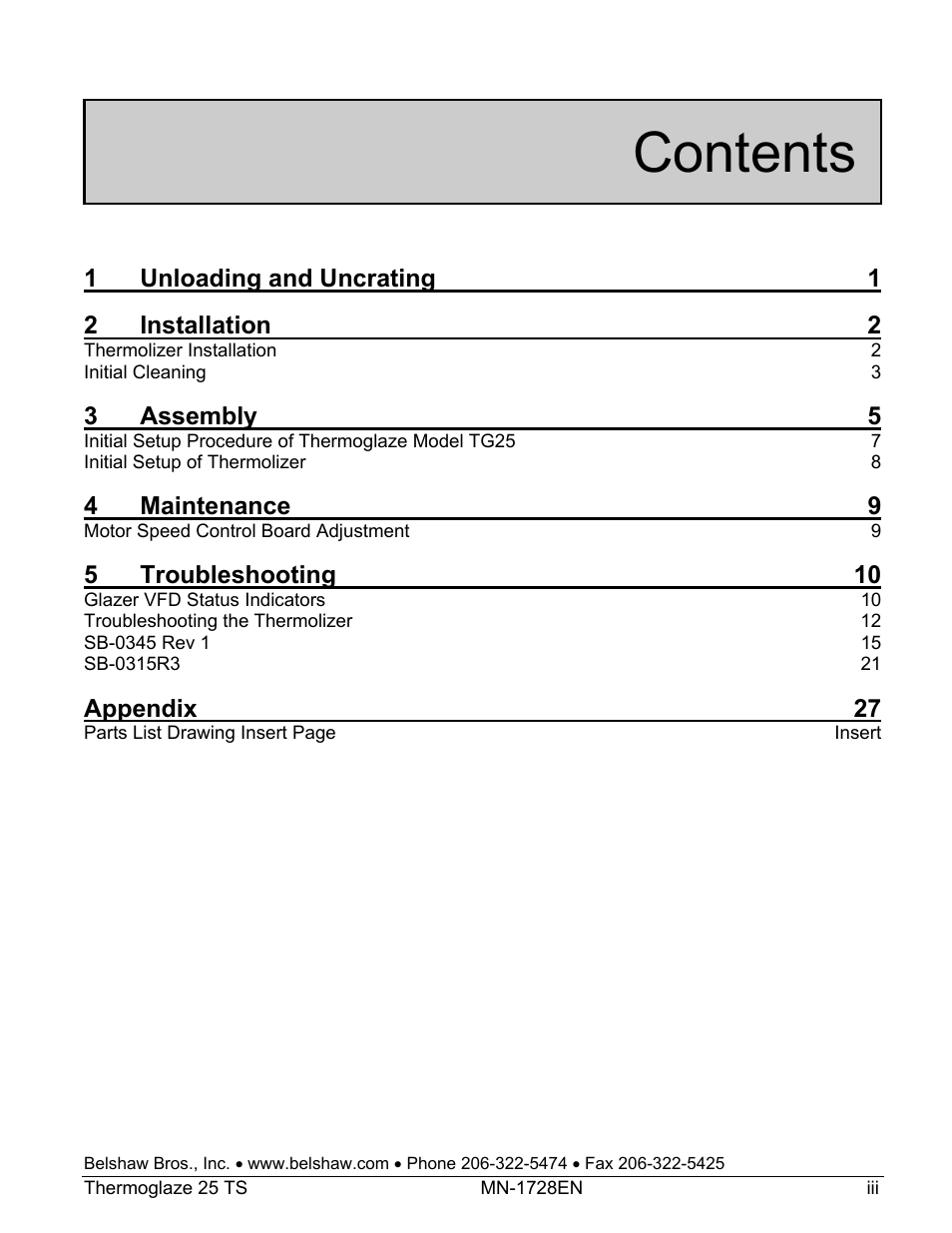 Belshaw Adamatic TG25 Thermoglaze User Manual | Page 23 / 51