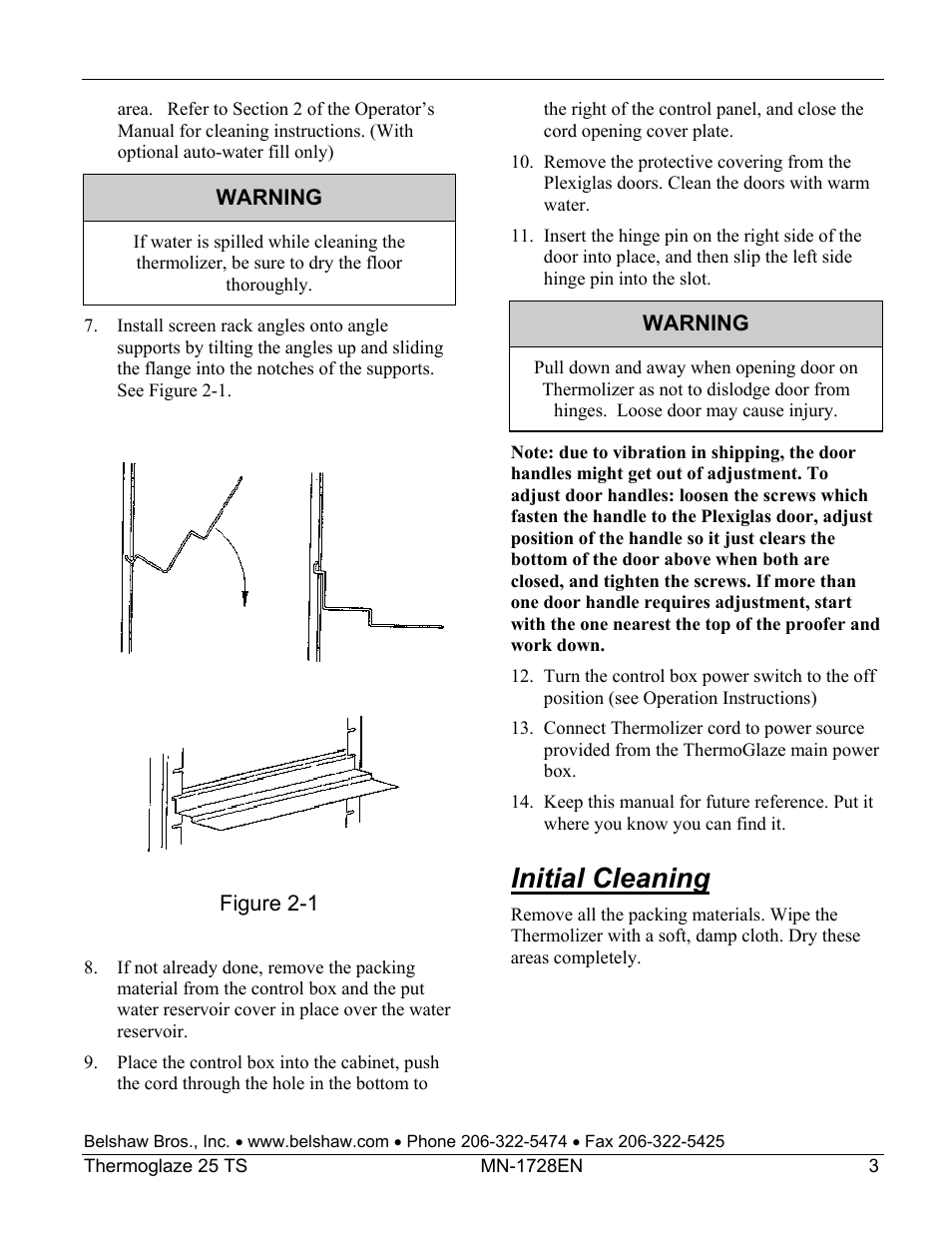 Initial cleaning | Belshaw Adamatic TG25 Thermoglaze User Manual | Page 27 / 51