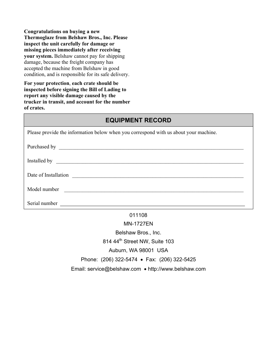 Belshaw Adamatic TG25 Thermoglaze User Manual | Page 3 / 51