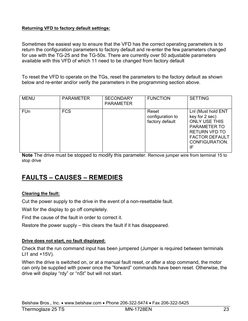 Faults – causes – remedies | Belshaw Adamatic TG25 Thermoglaze User Manual | Page 47 / 51