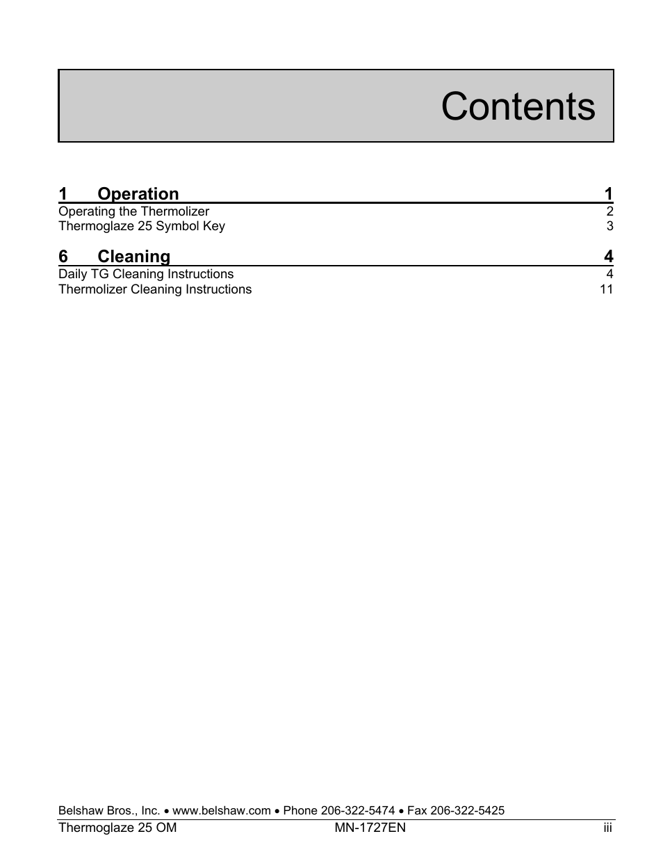 Belshaw Adamatic TG25 Thermoglaze User Manual | Page 5 / 51