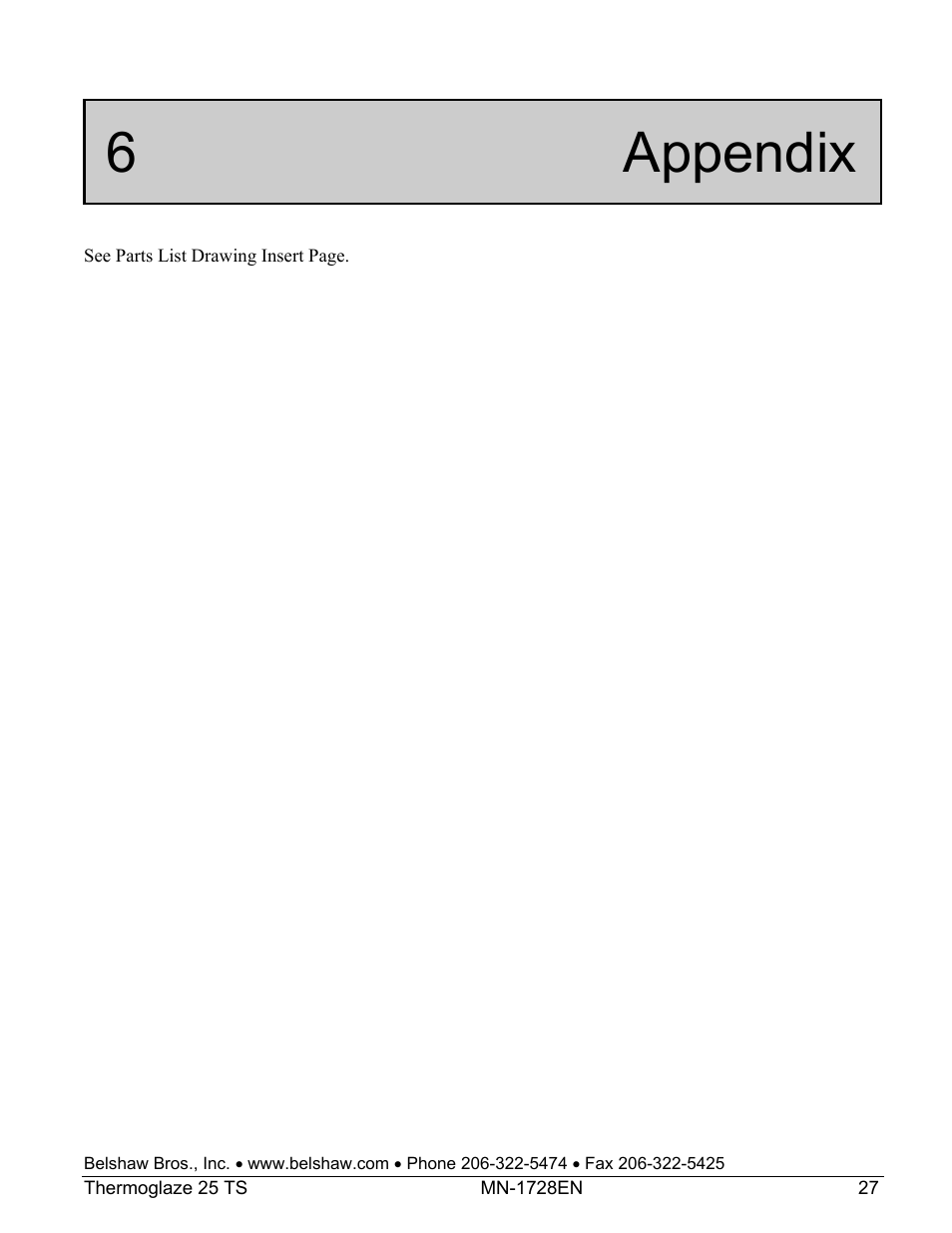 6 appendix | Belshaw Adamatic TG25 Thermoglaze User Manual | Page 51 / 51