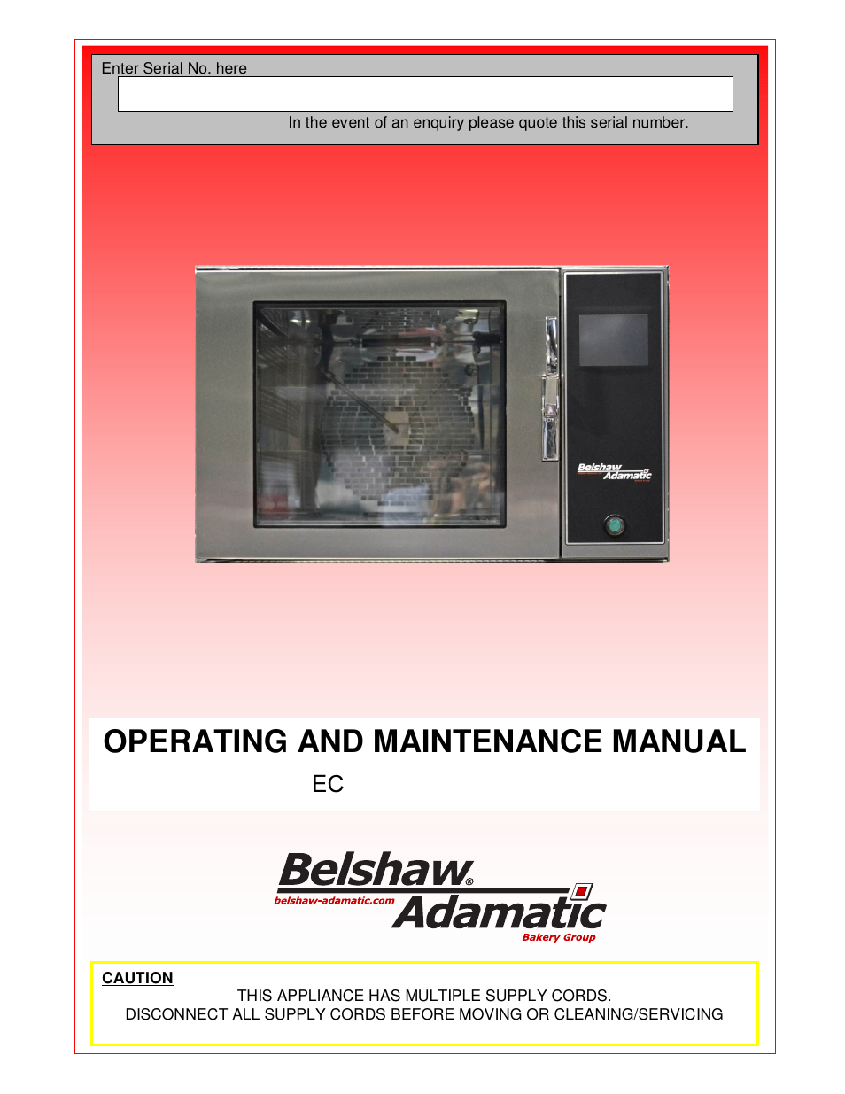 Belshaw Adamatic BX4E Eco-touch Convection Oven User Manual | 32 pages
