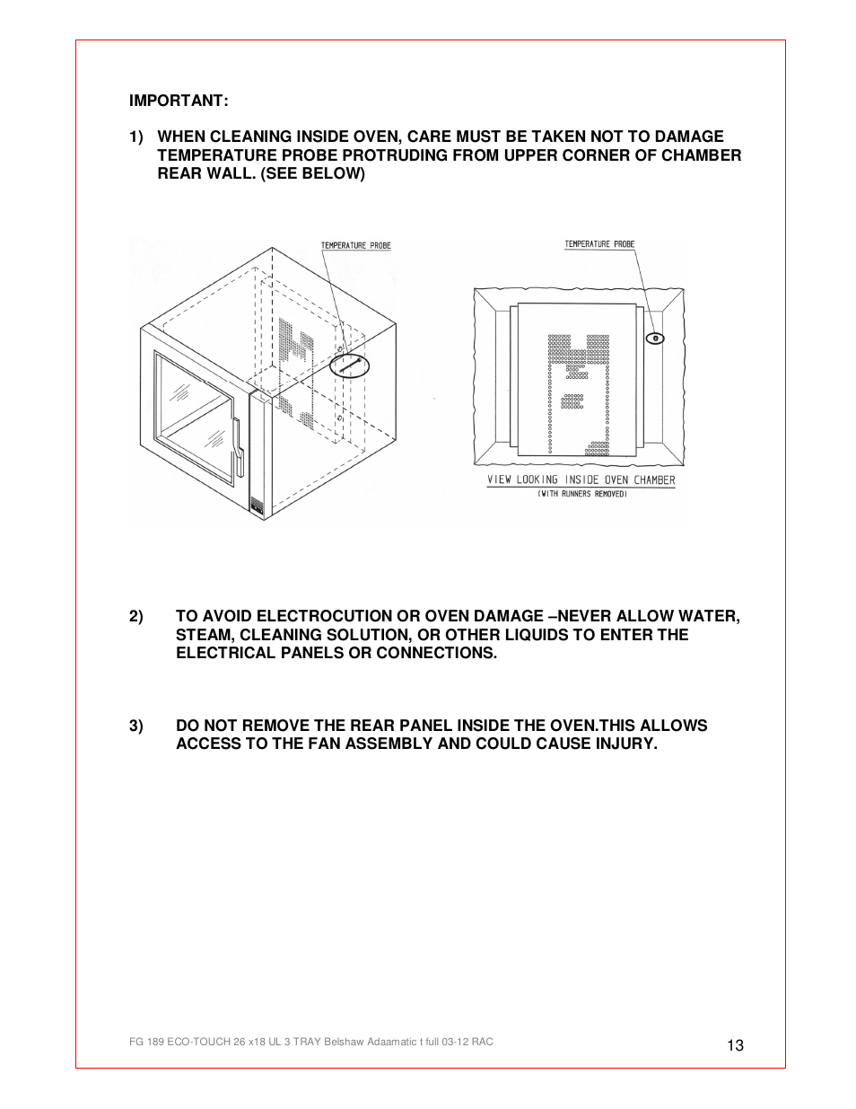 Belshaw Adamatic BX4E Eco-touch Convection Oven User Manual | Page 13 / 32