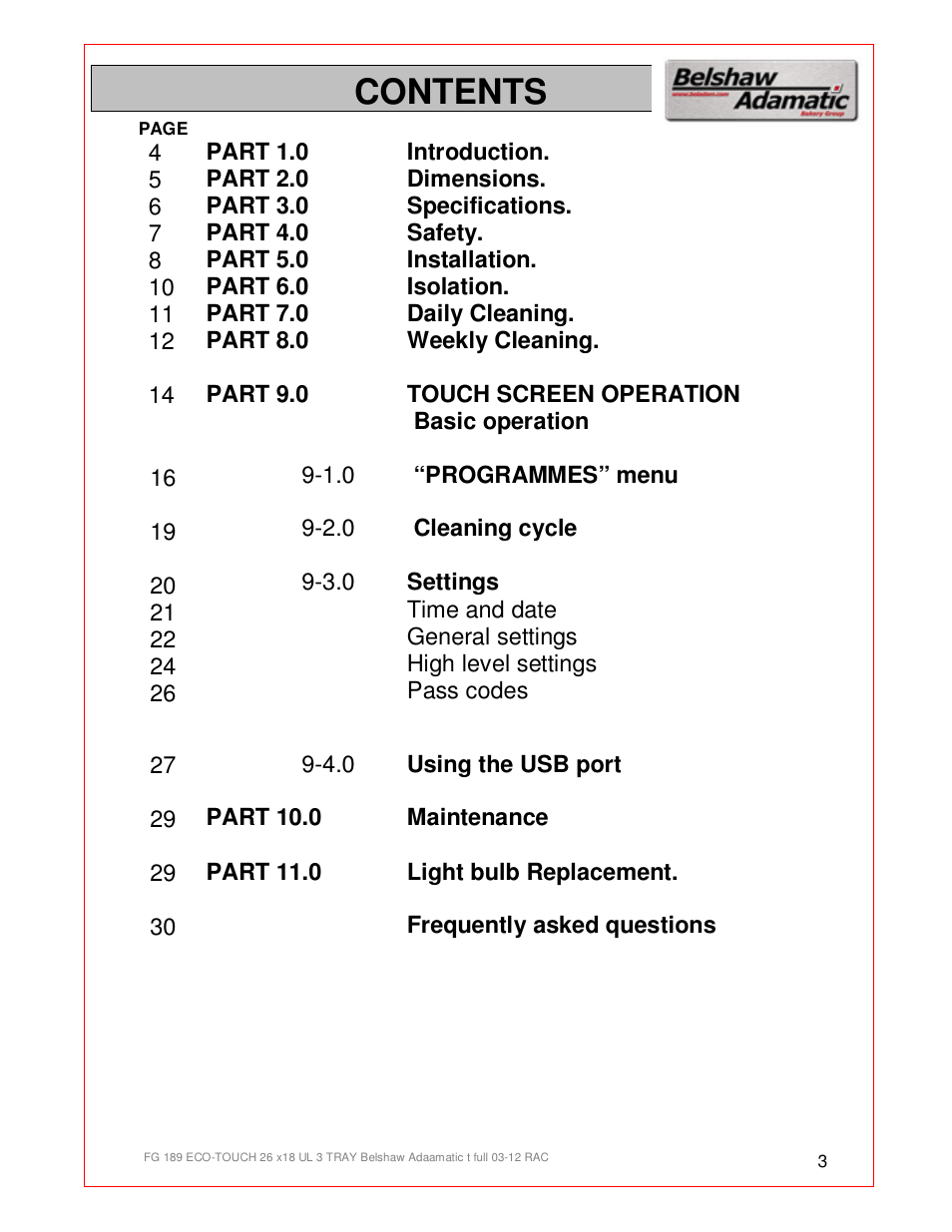 Belshaw Adamatic BX4E Eco-touch Convection Oven User Manual | Page 3 / 32