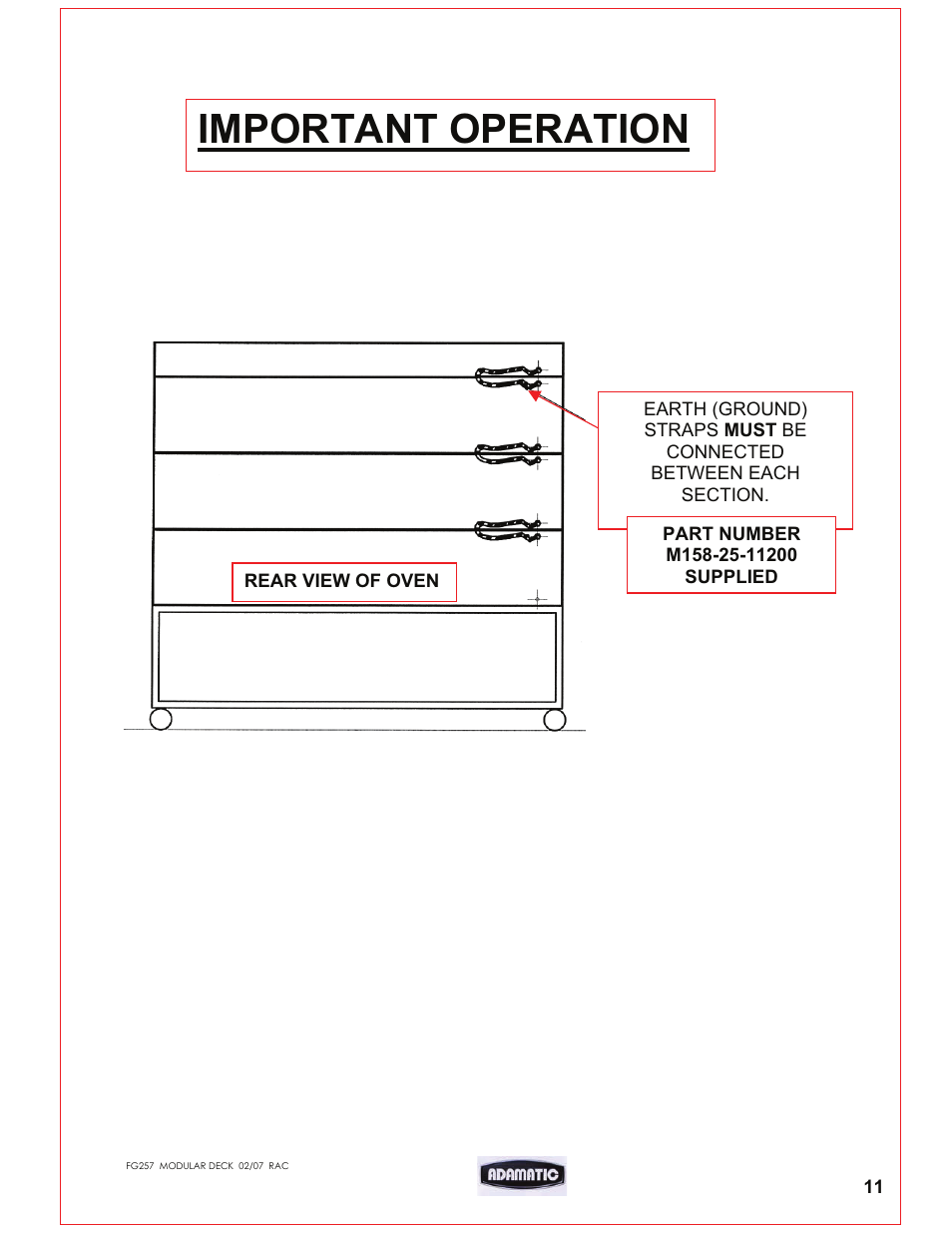 Important operation | Belshaw Adamatic Harmony Deck Oven User Manual | Page 12 / 54