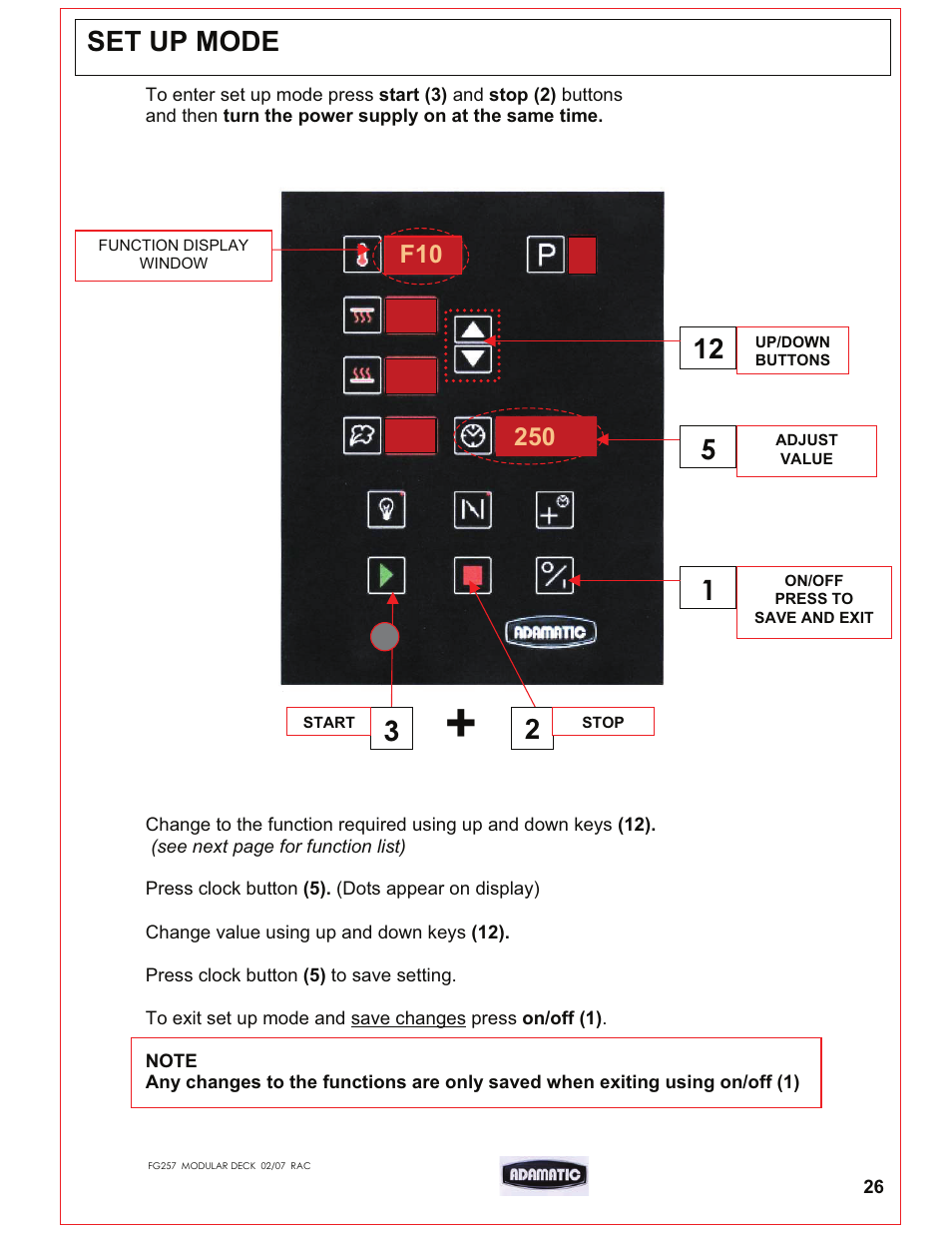 Set up mode 3 | Belshaw Adamatic Harmony Deck Oven User Manual | Page 27 / 54
