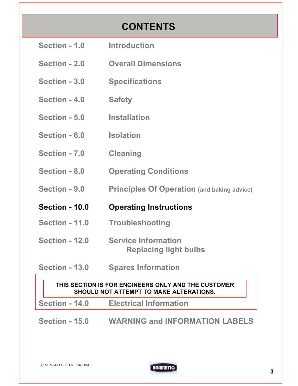 Belshaw Adamatic Harmony Deck Oven User Manual | Page 3 / 54