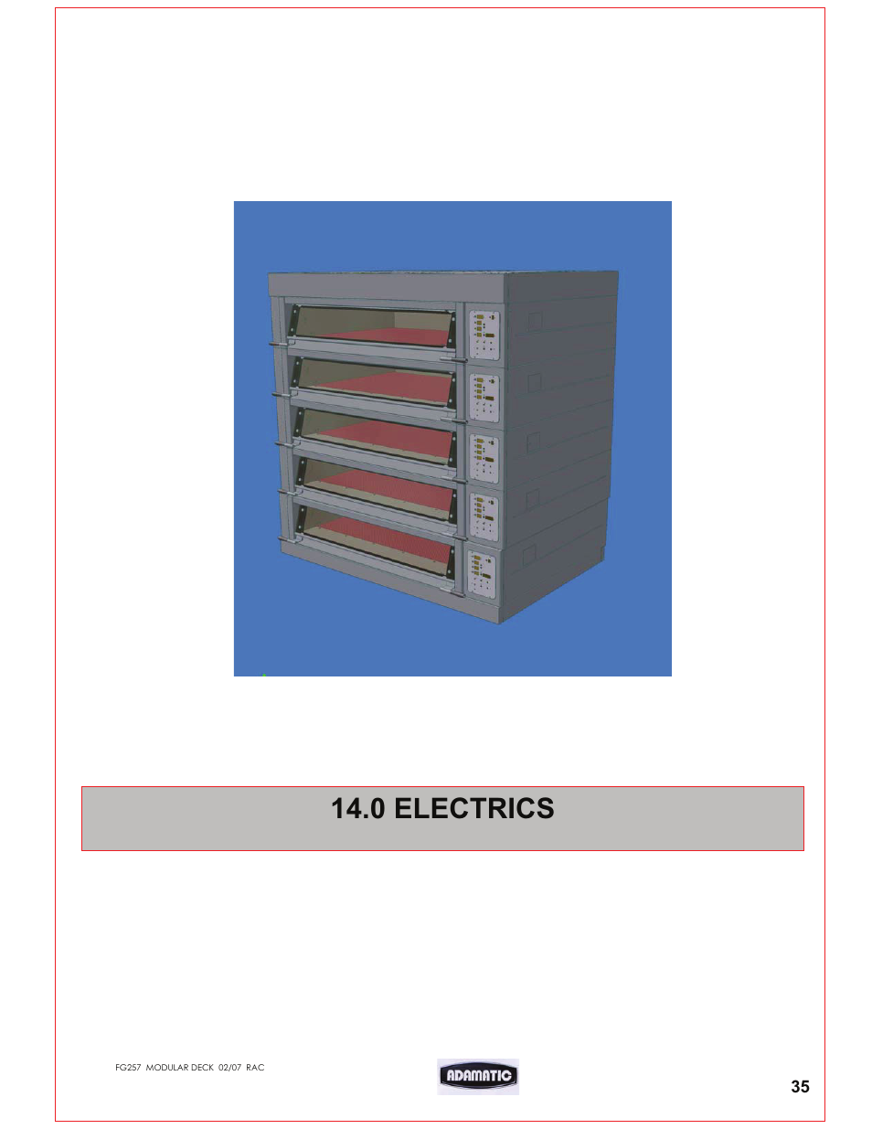 0 electrics | Belshaw Adamatic Harmony Deck Oven User Manual | Page 36 / 54