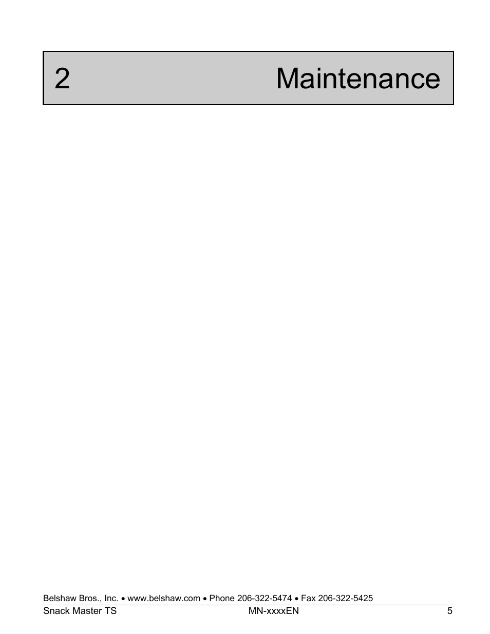 2 maintenance | Belshaw Adamatic Snack Master Snack Food Frying System User Manual | Page 27 / 40
