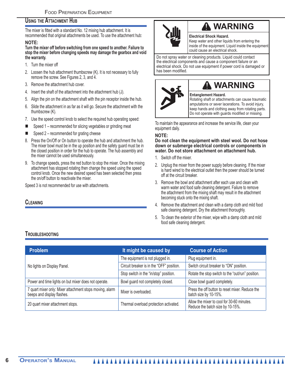 Warning | Belshaw Adamatic 10 Quart Mixer User Manual | Page 6 / 8