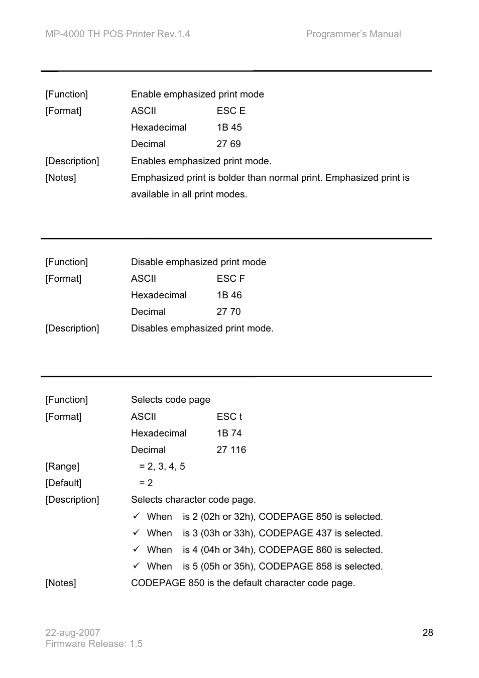 Bematech MP-4000 TH Programmer's Manual User Manual | Page 28 / 84