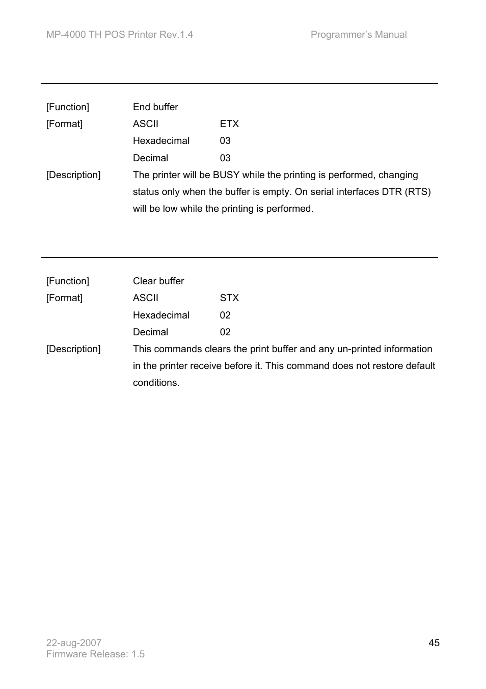 Bematech MP-4000 TH Programmer's Manual User Manual | Page 45 / 84
