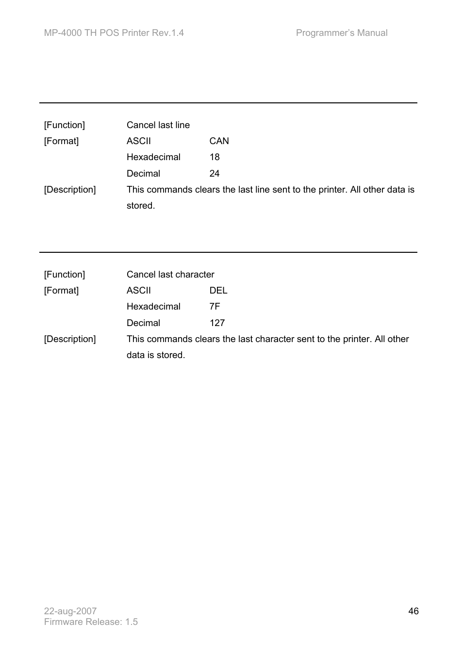 Bematech MP-4000 TH Programmer's Manual User Manual | Page 46 / 84