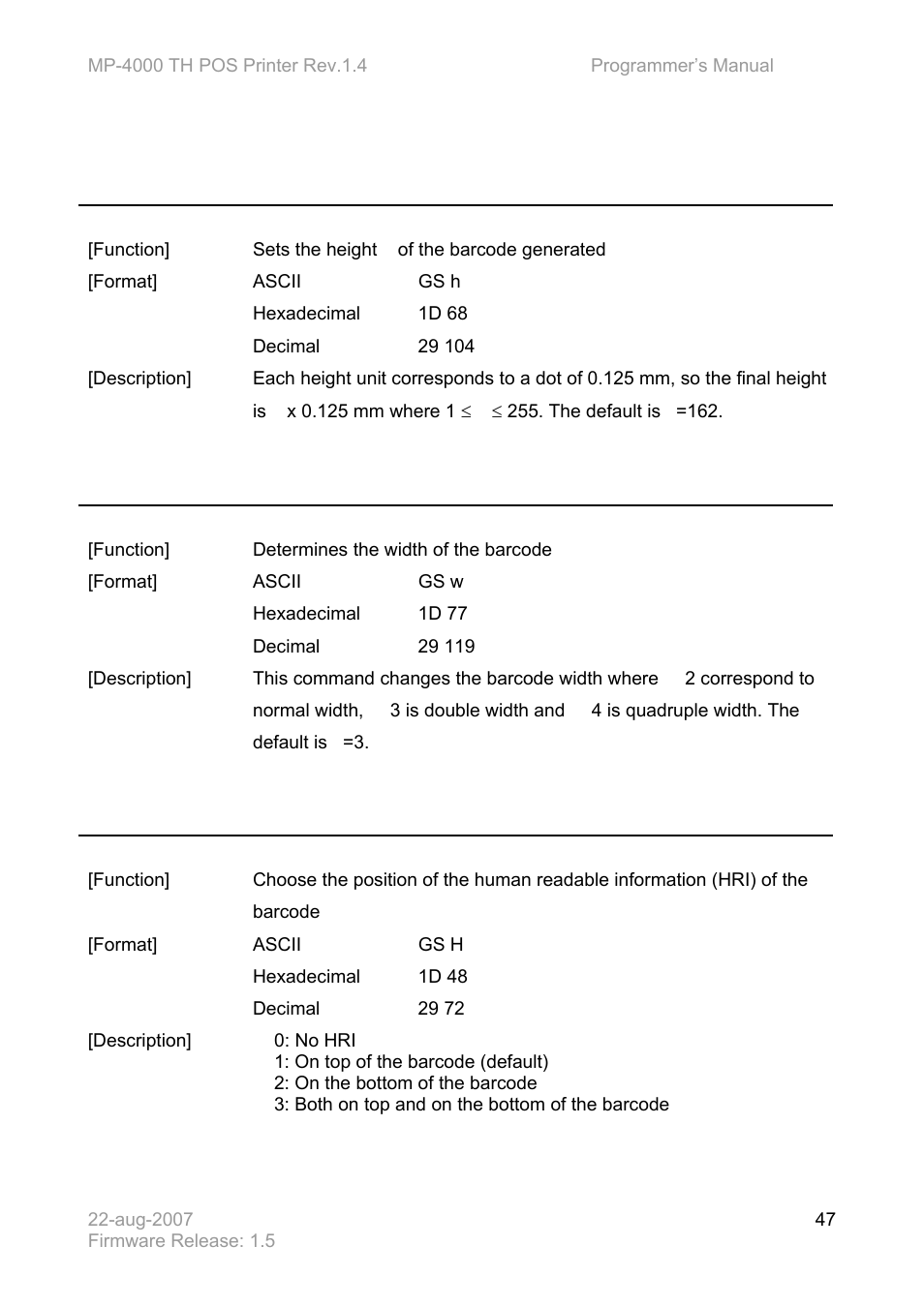 Bematech MP-4000 TH Programmer's Manual User Manual | Page 47 / 84