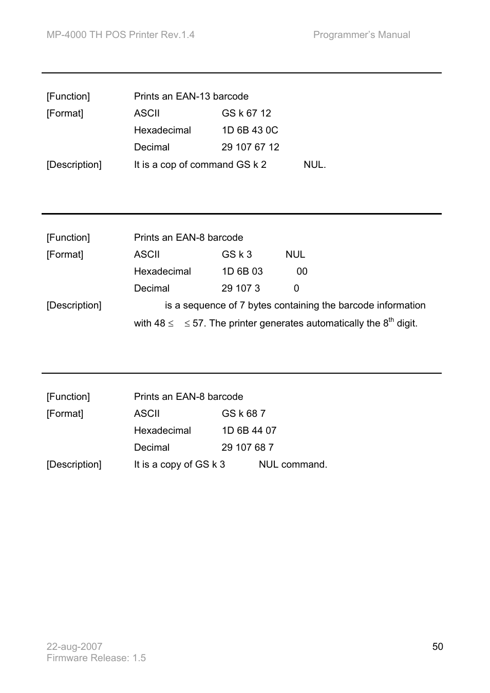 Gs k 67 12 d, Gs k 3 d, Gs k 68 7 d | Bematech MP-4000 TH Programmer's Manual User Manual | Page 50 / 84