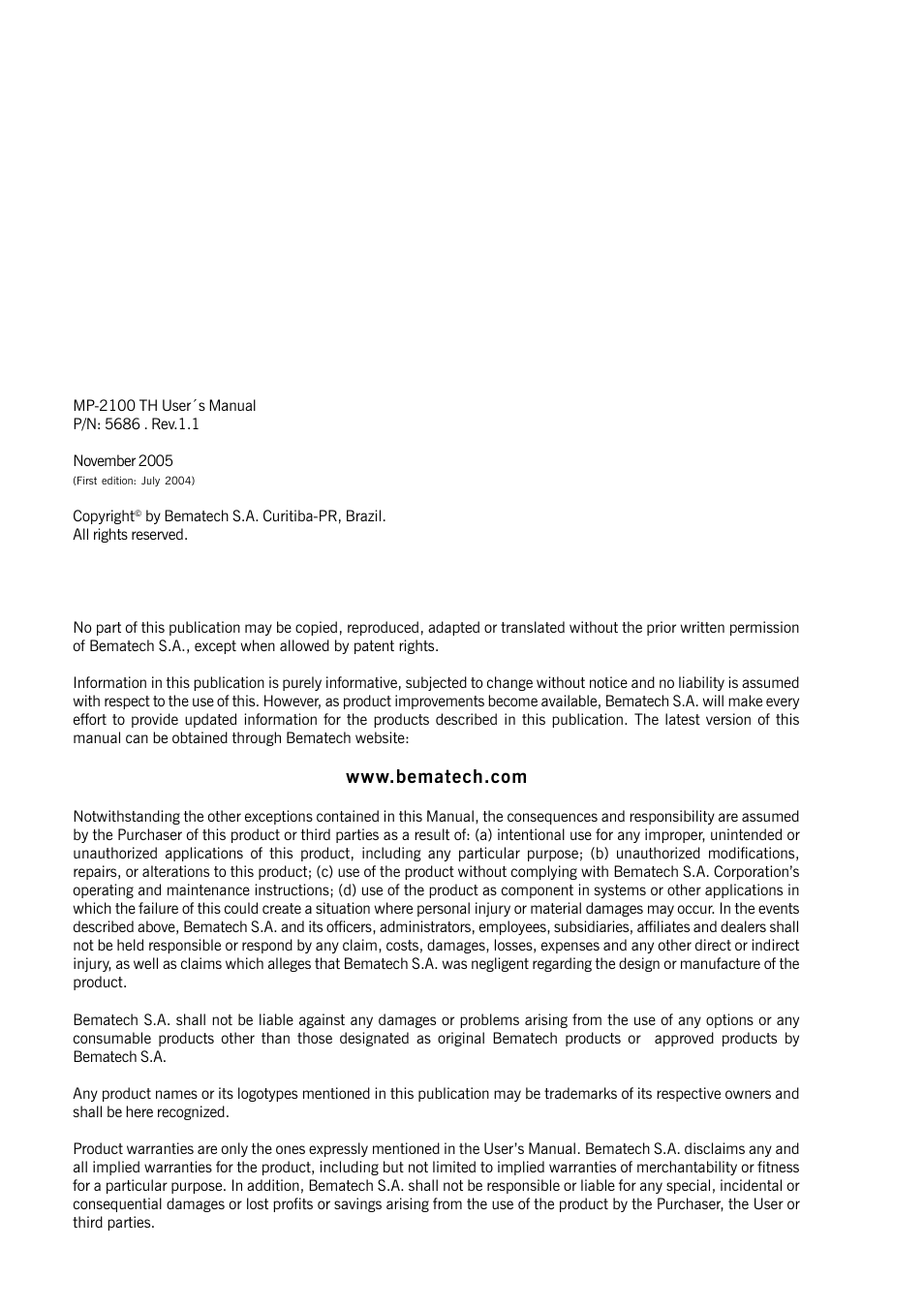 Bematech MP-2100 TH User Manual | Page 2 / 36