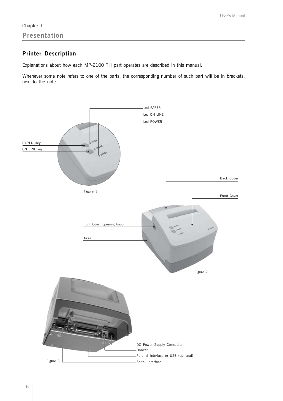 Presentation, Printer description | Bematech MP-2100 TH User Manual | Page 6 / 36