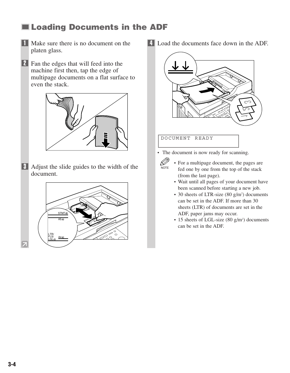 Loading documents in the adf | Canon D680 User Manual | Page 27 / 82