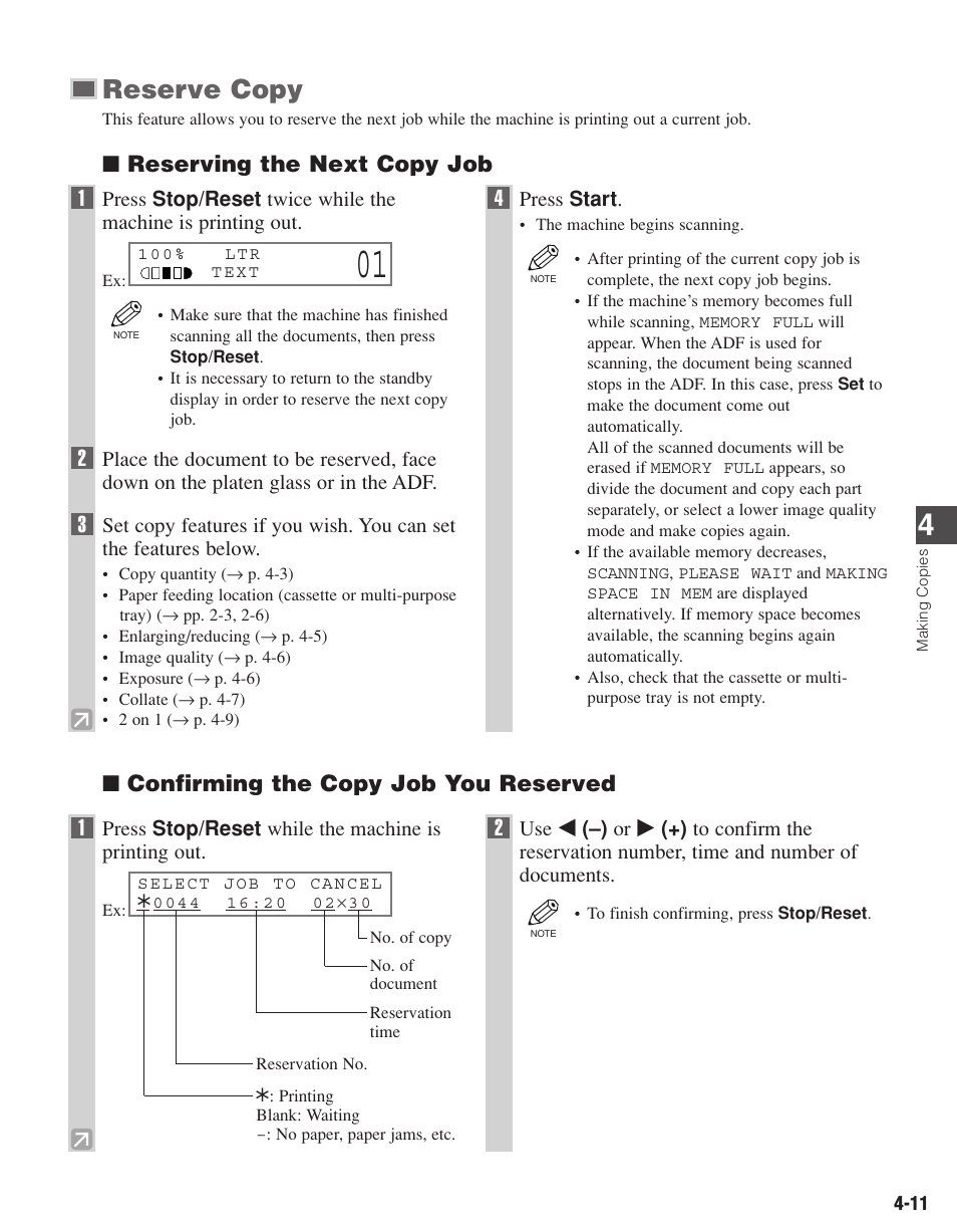 Reserve copy | Canon D680 User Manual | Page 40 / 82