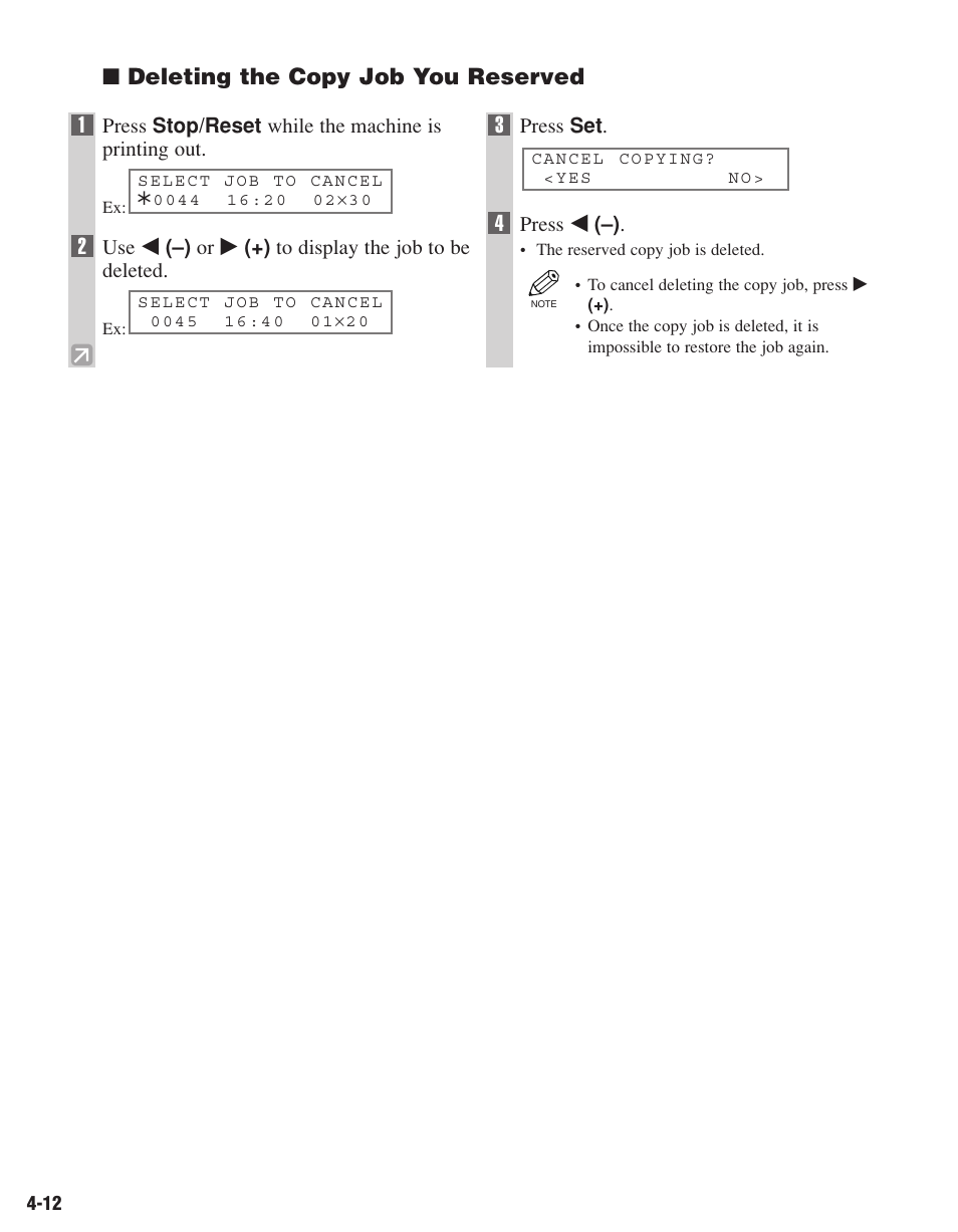 Deleting the copy job you reserved 1 | Canon D680 User Manual | Page 41 / 82