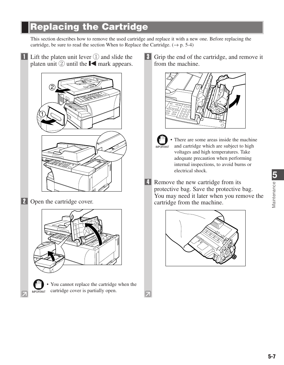 Replacing the cartridge | Canon D680 User Manual | Page 50 / 82