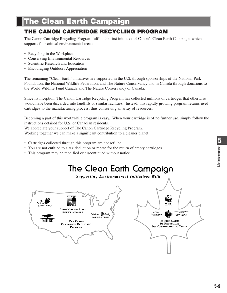 The clean earth campaign | Canon D680 User Manual | Page 52 / 82