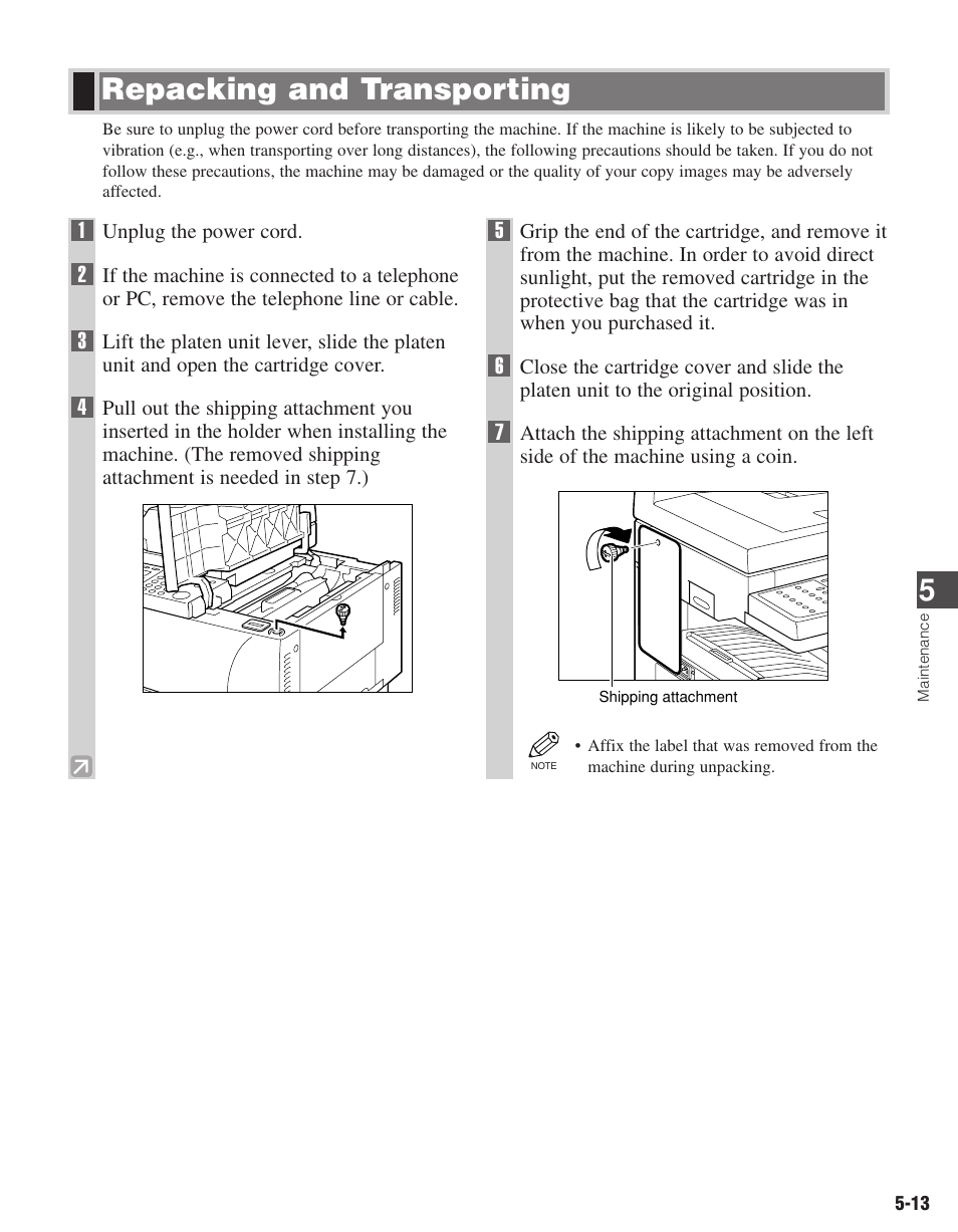Repacking and transporting | Canon D680 User Manual | Page 56 / 82