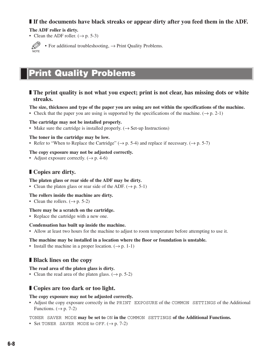 Print quality problems | Canon D680 User Manual | Page 65 / 82