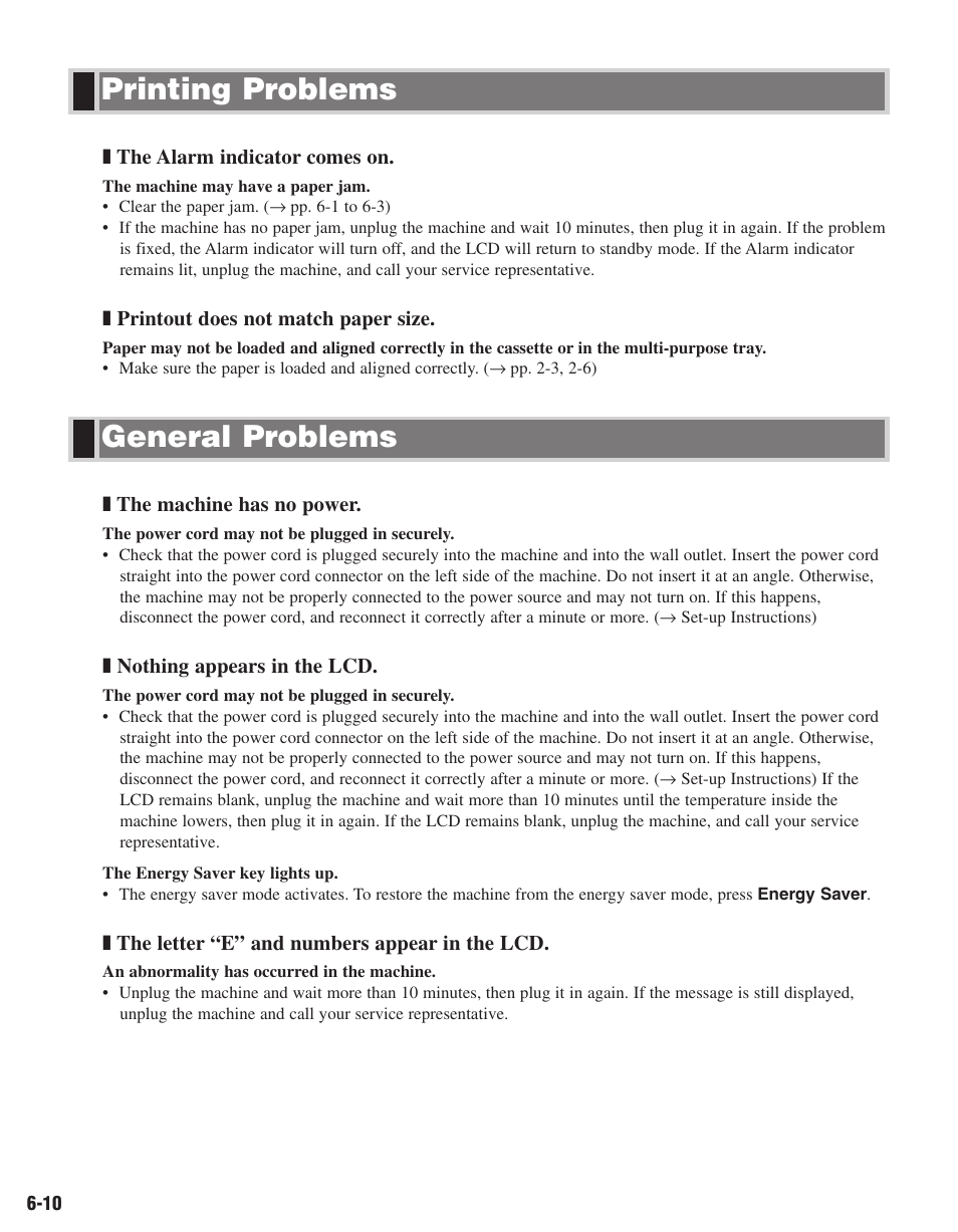 General problems printing problems | Canon D680 User Manual | Page 67 / 82