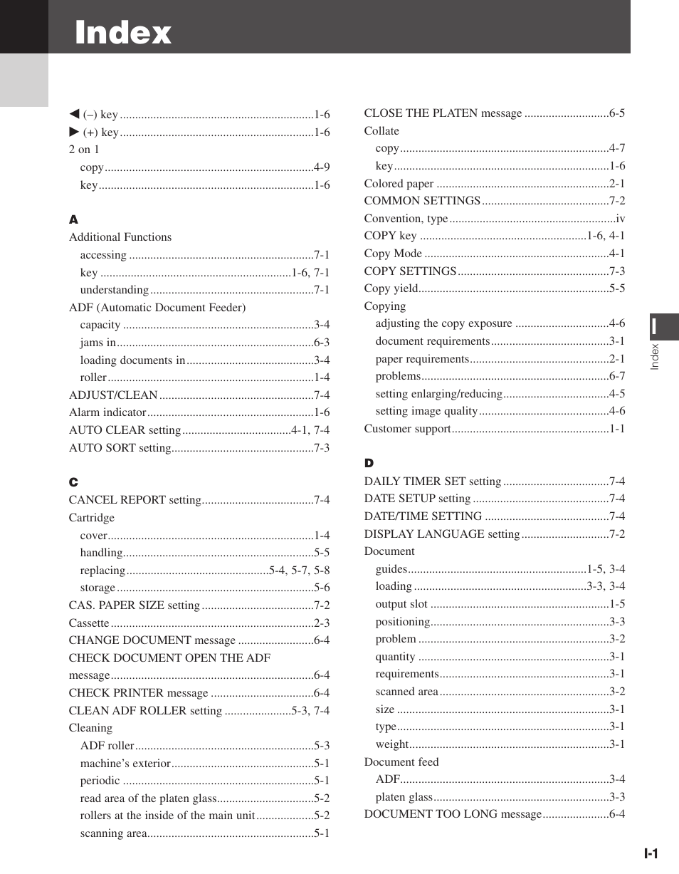 Index | Canon D680 User Manual | Page 76 / 82