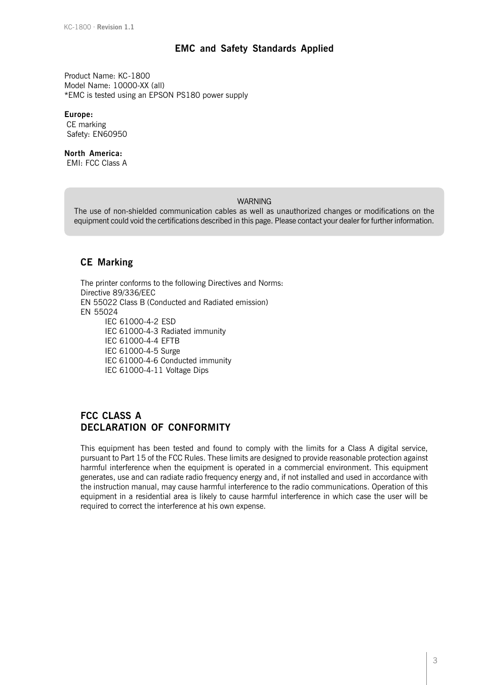 Bematech KC-1800 User Manual | Page 3 / 24