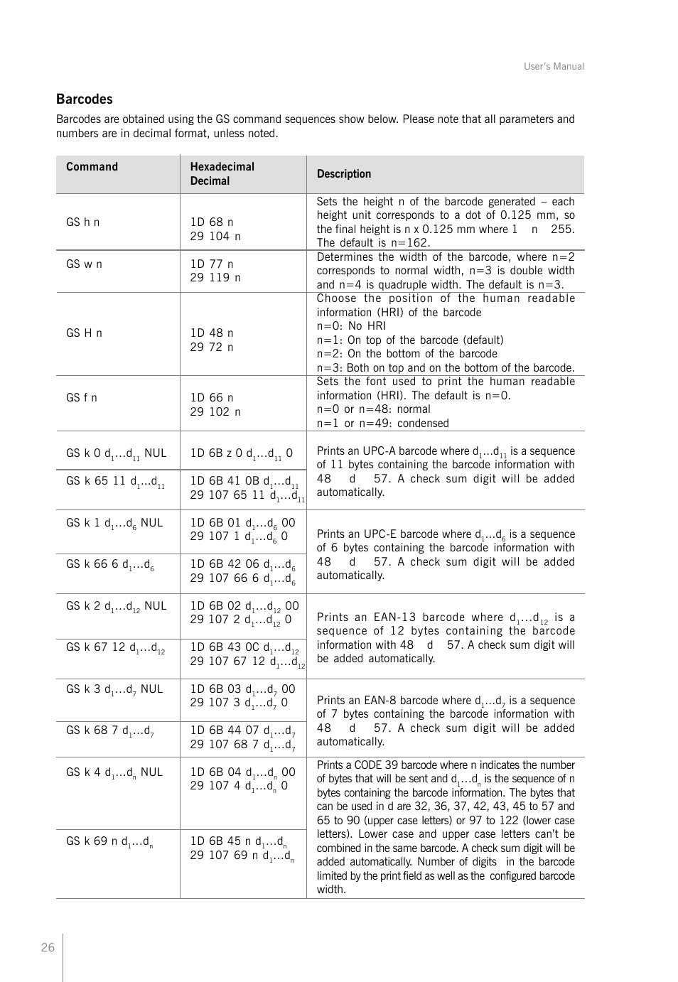 Barcodes | Bematech KC-4112 Rev.1.1 User Manual | Page 26 / 52