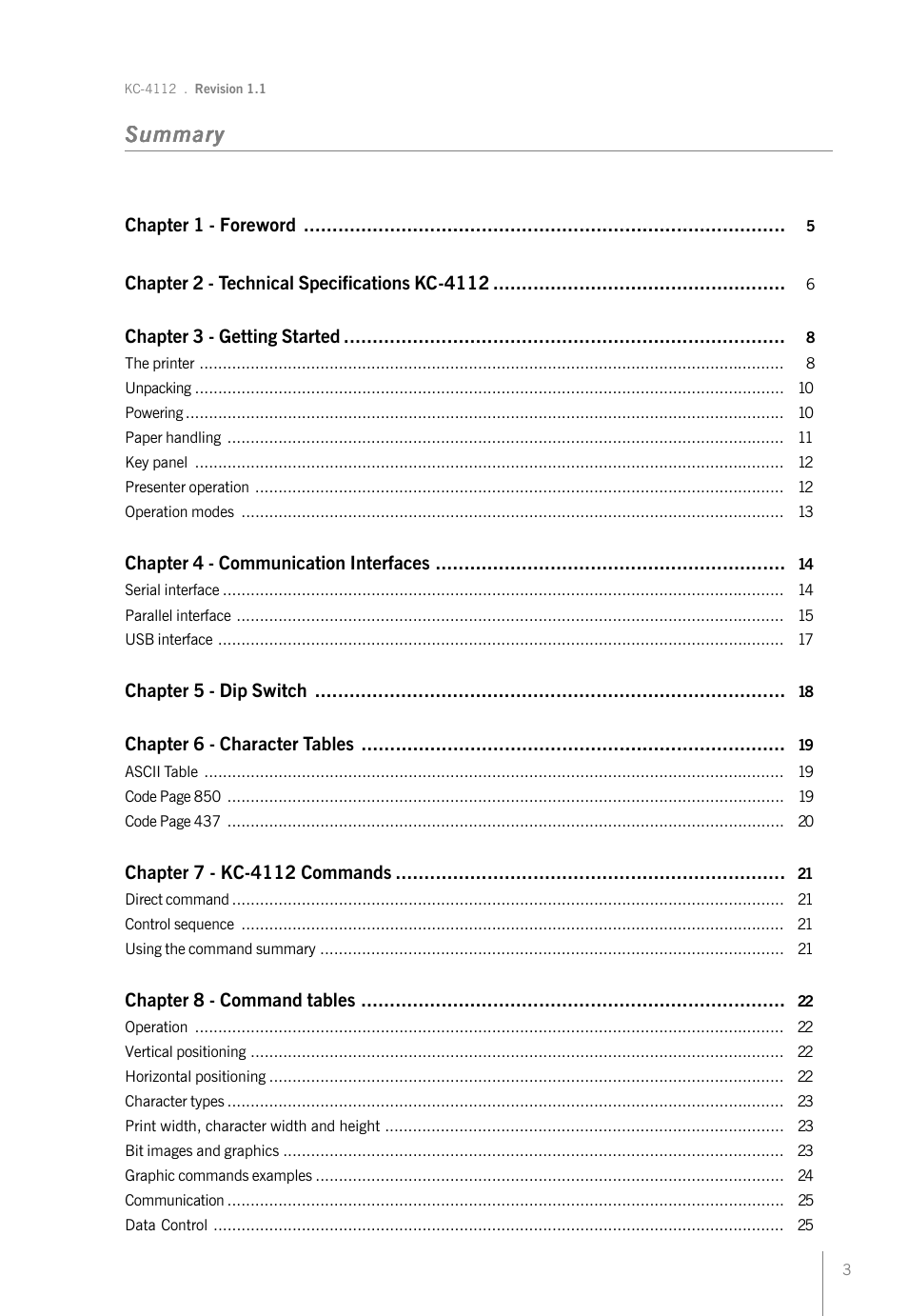 Summary | Bematech KC-4112 Rev.1.1 User Manual | Page 3 / 52
