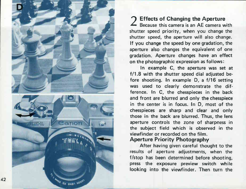 Operation for general photography | Canon AE-1 User Manual | Page 42 / 138