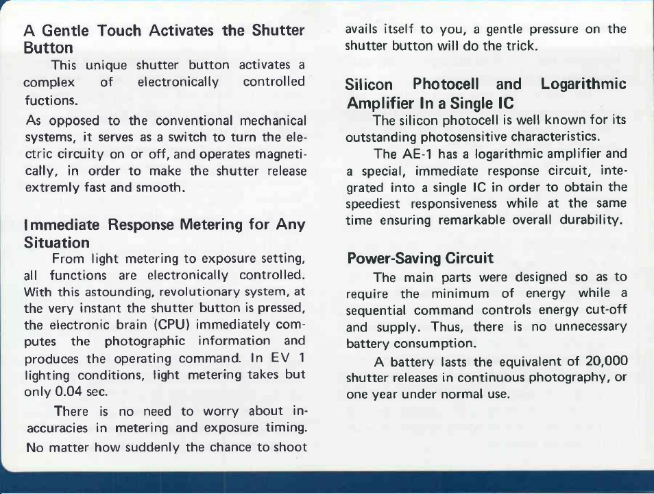 Underexposure and, Coupling range warning led lamp, Underexposure and coupling range warning led lamp | Canon AE-1 User Manual | Page 68 / 138