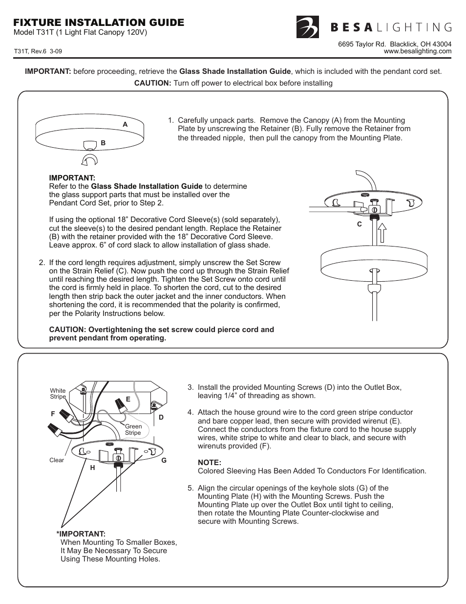 Besa Lighting Bolla (120V Pendants) User Manual | 4 pages
