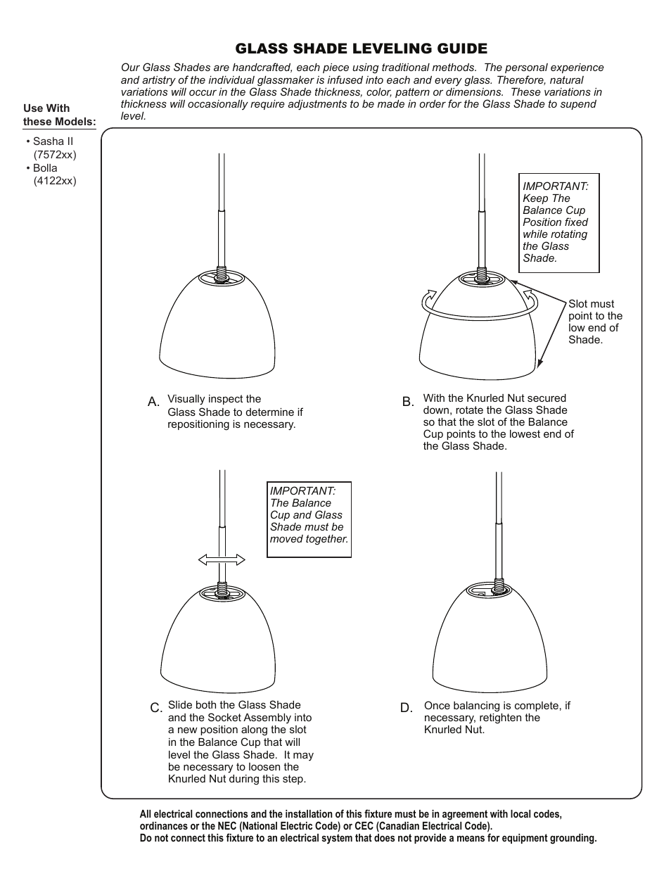 Bkit.04_rev10_back, Glass shade leveling guide | Besa Lighting Bolla (120V Pendants) User Manual | Page 4 / 4