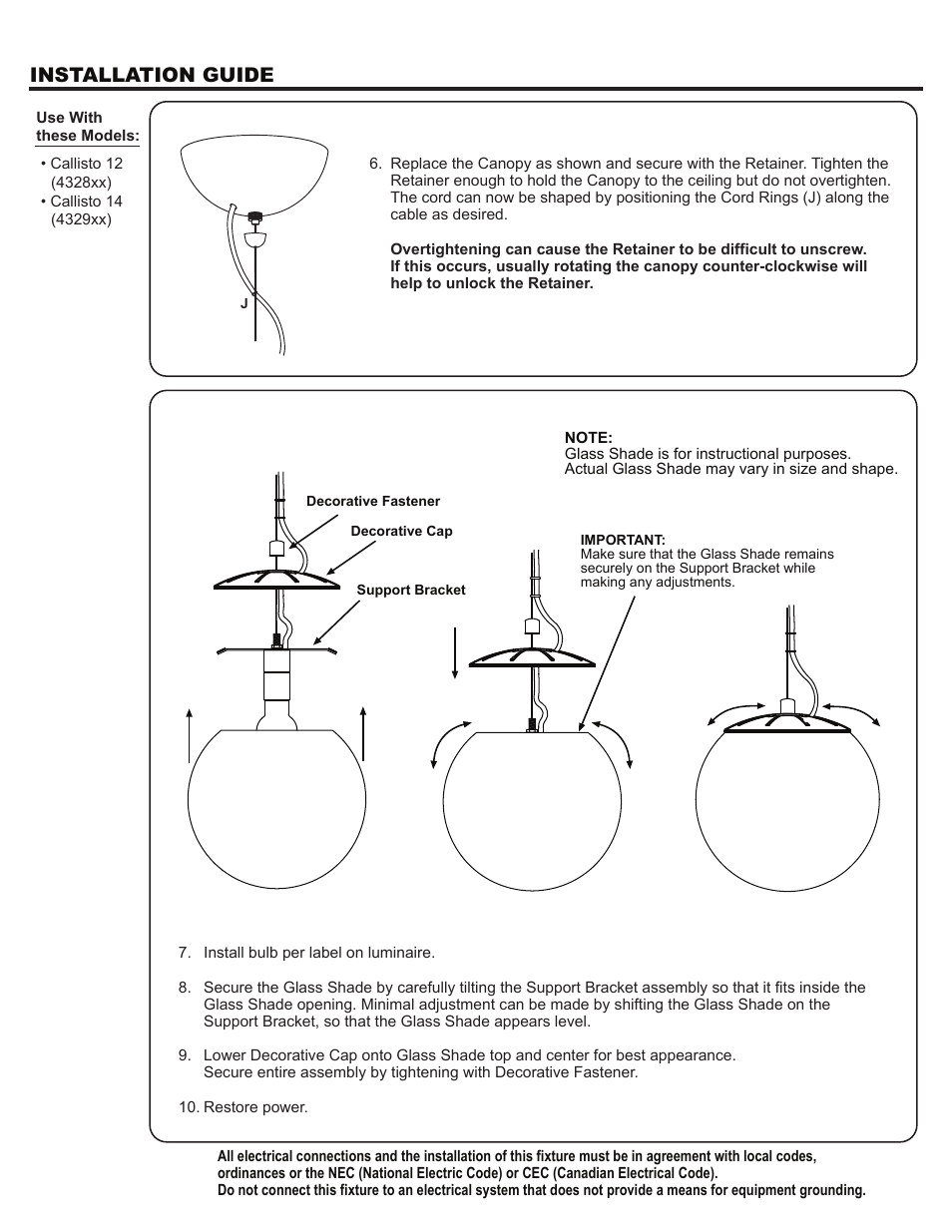 1kz.04, Installation guide | Besa Lighting Callisto (120V Pendants) User Manual | Page 2 / 2