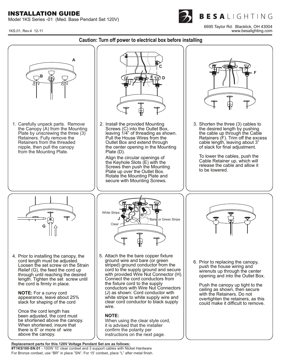 Besa Lighting Pahu 8 (120V Pendants) User Manual | 2 pages