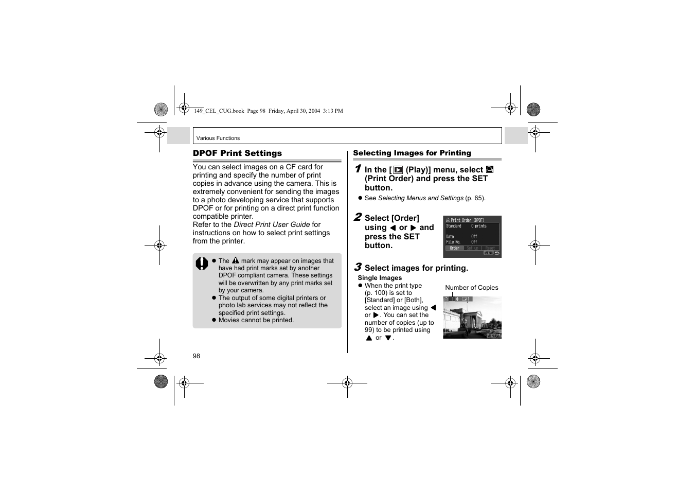 Canon A85 User Manual | Page 100 / 162