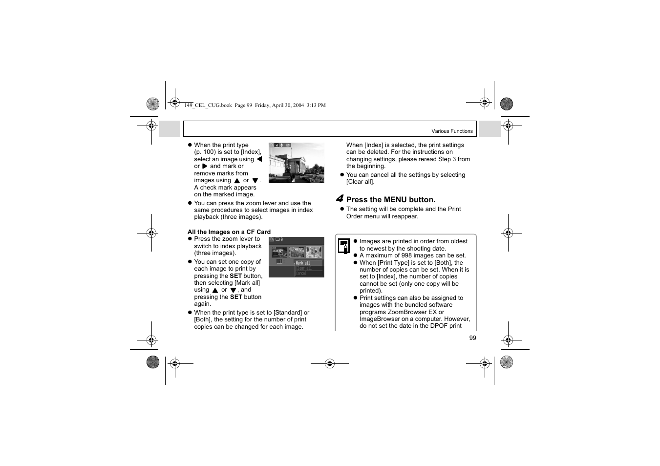 Canon A85 User Manual | Page 101 / 162