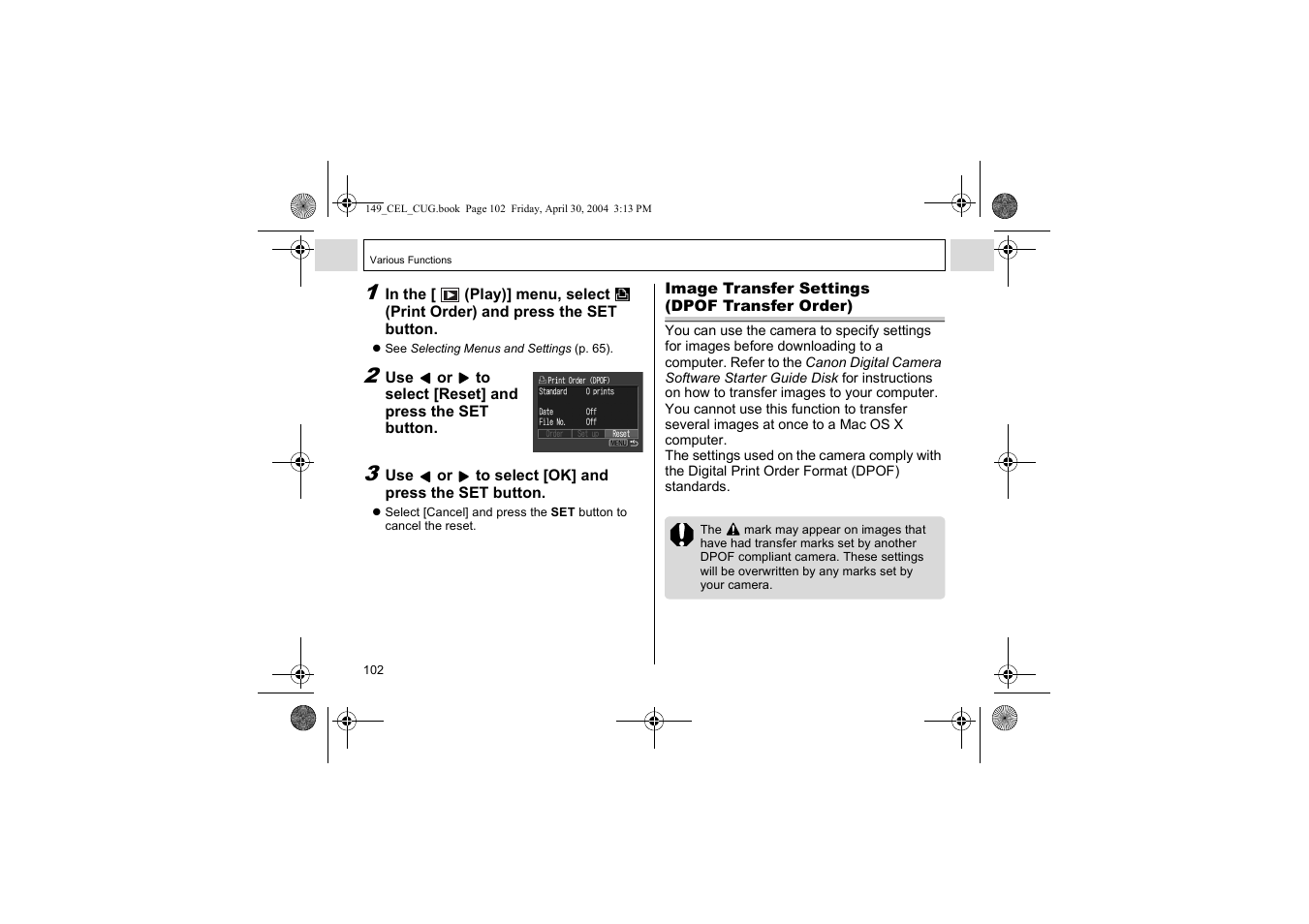 Canon A85 User Manual | Page 104 / 162