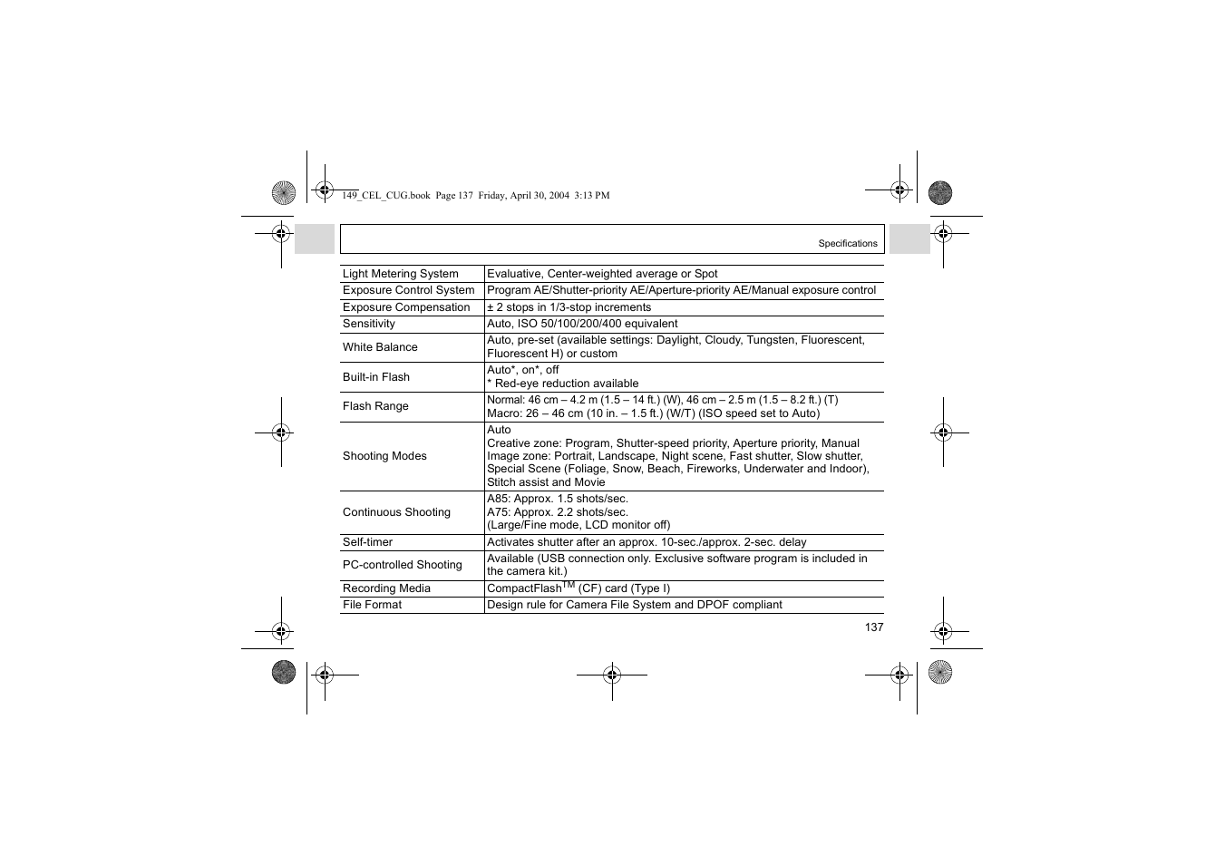 Canon A85 User Manual | Page 139 / 162