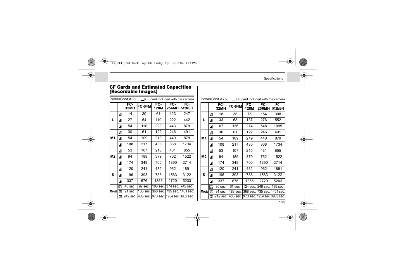 Canon A85 User Manual | Page 143 / 162