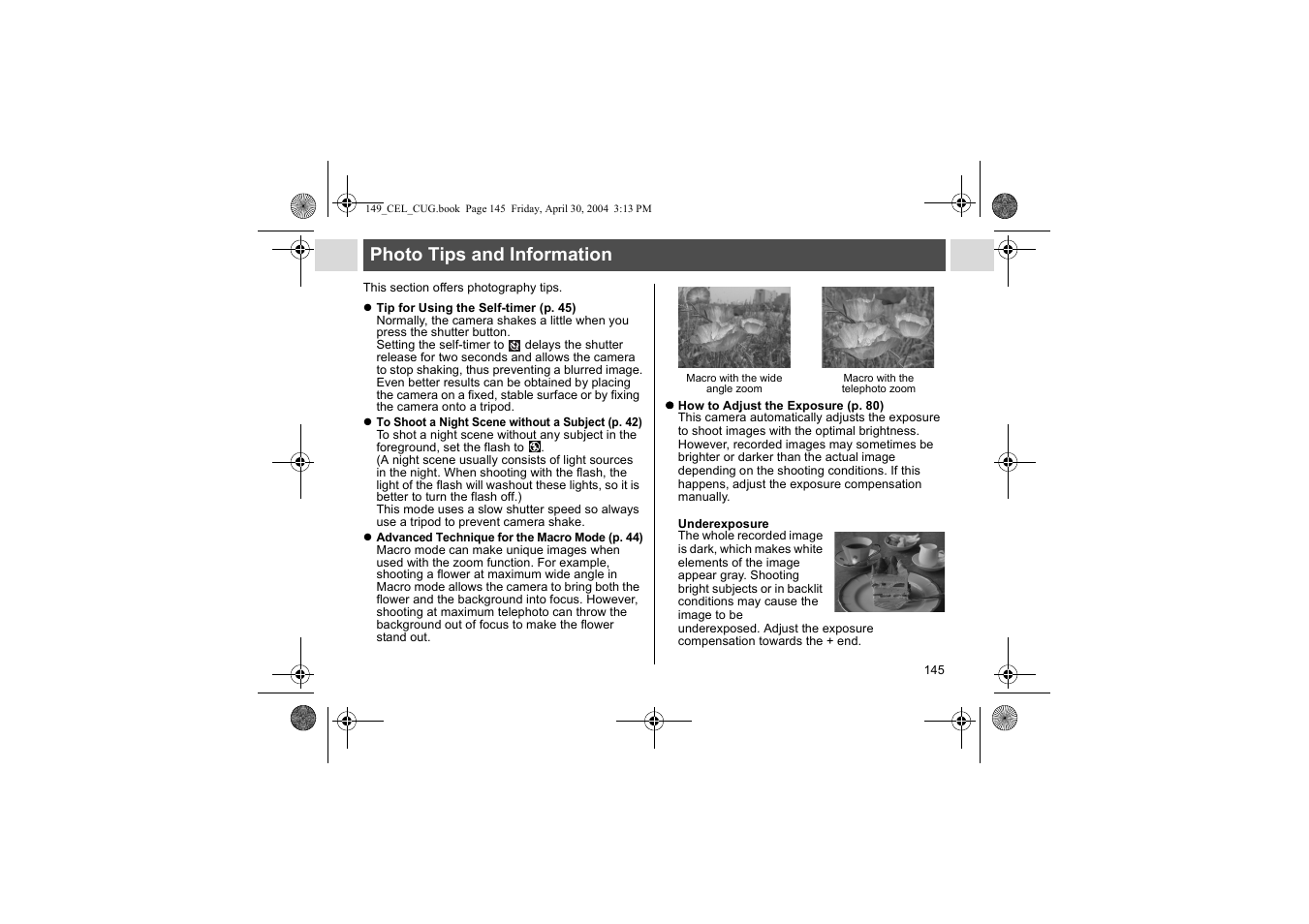 Photo tips and information | Canon A85 User Manual | Page 147 / 162