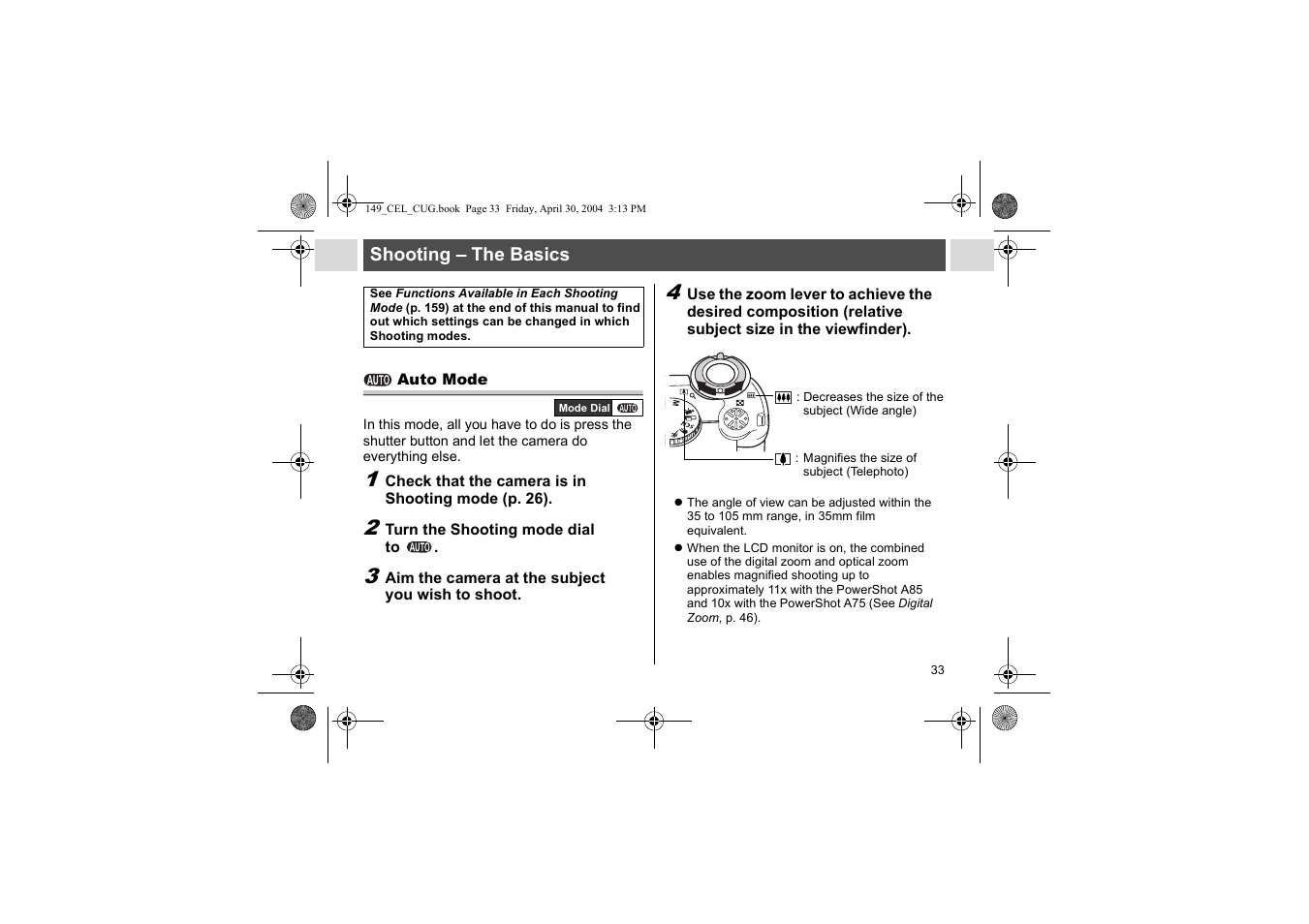 Canon A85 User Manual | Page 35 / 162
